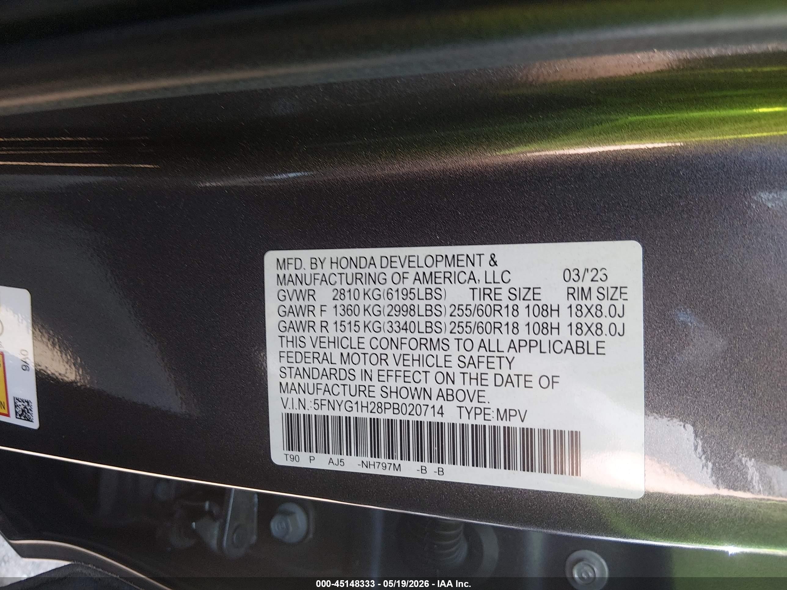 2023 Honda Pilot Awd Lx Gray vin: 5FNYG1H28PB020714