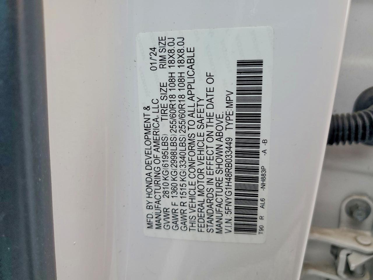 2024 Honda Pilot Exl White vin: 5FNYG1H48RB033449
