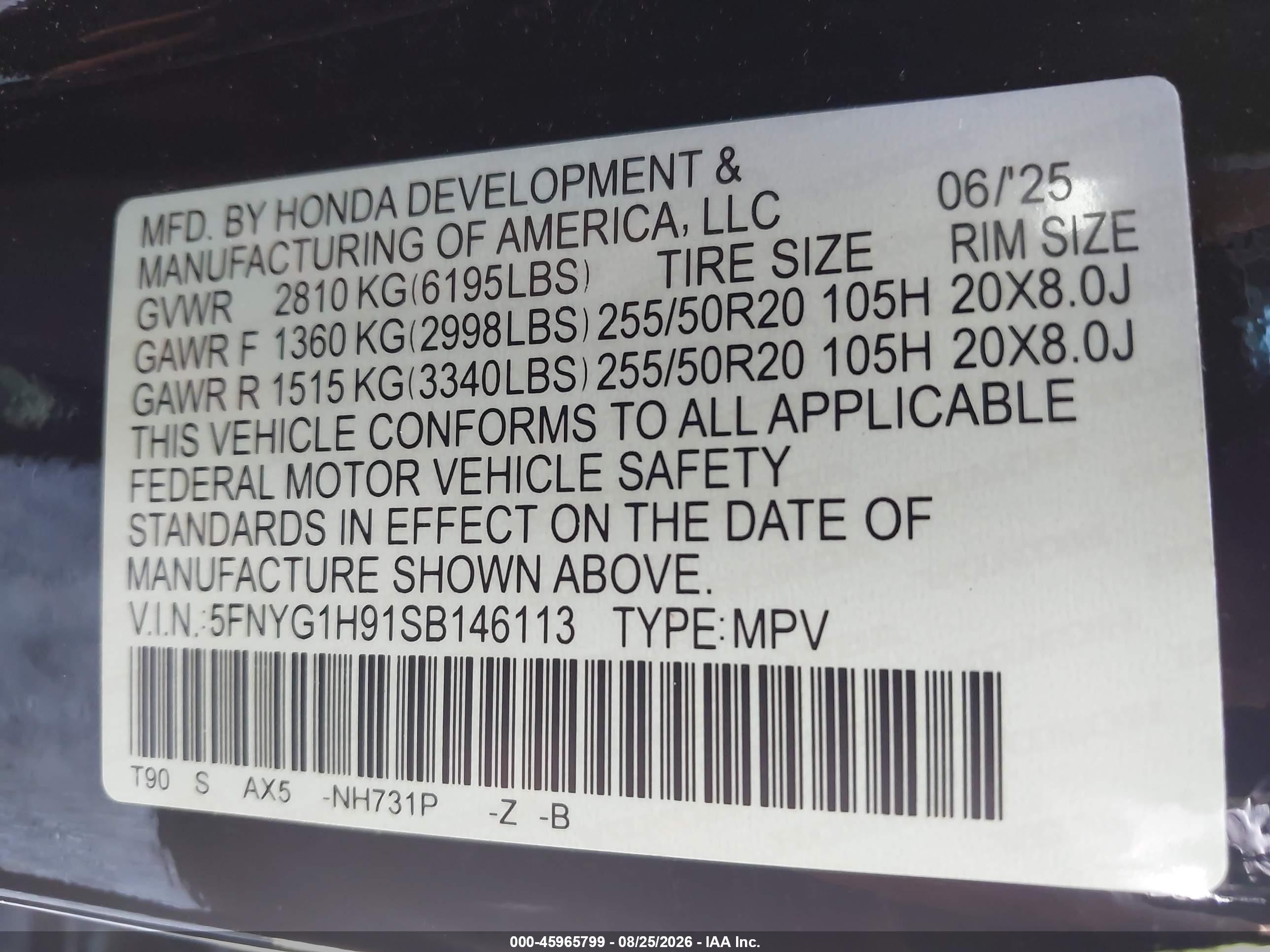 2025 Honda Pilot Black Edition Черный vin: 5FNYG1H91SB146113