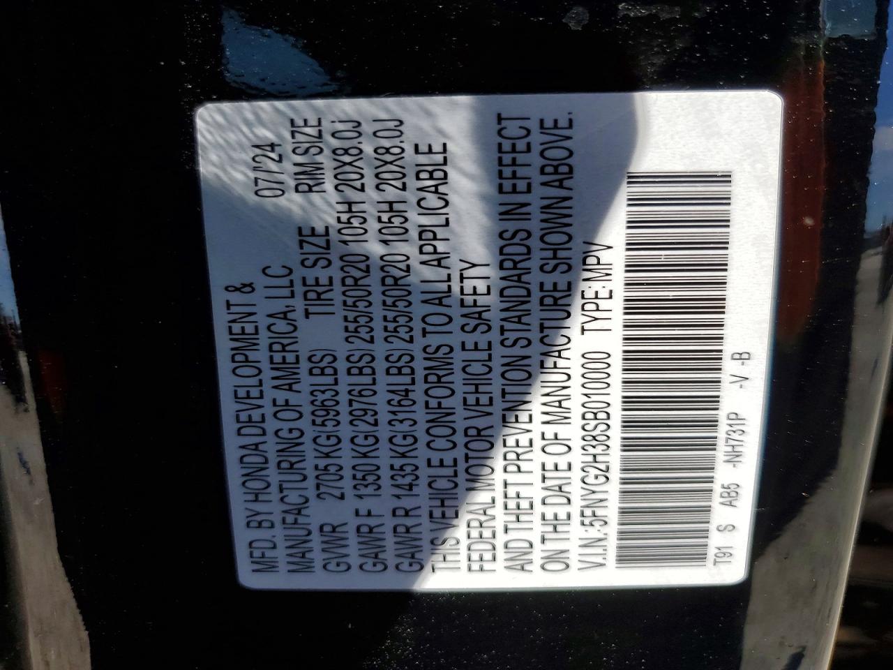 2025 Honda Pilot Sport Black vin: 5FNYG2H38SB010000