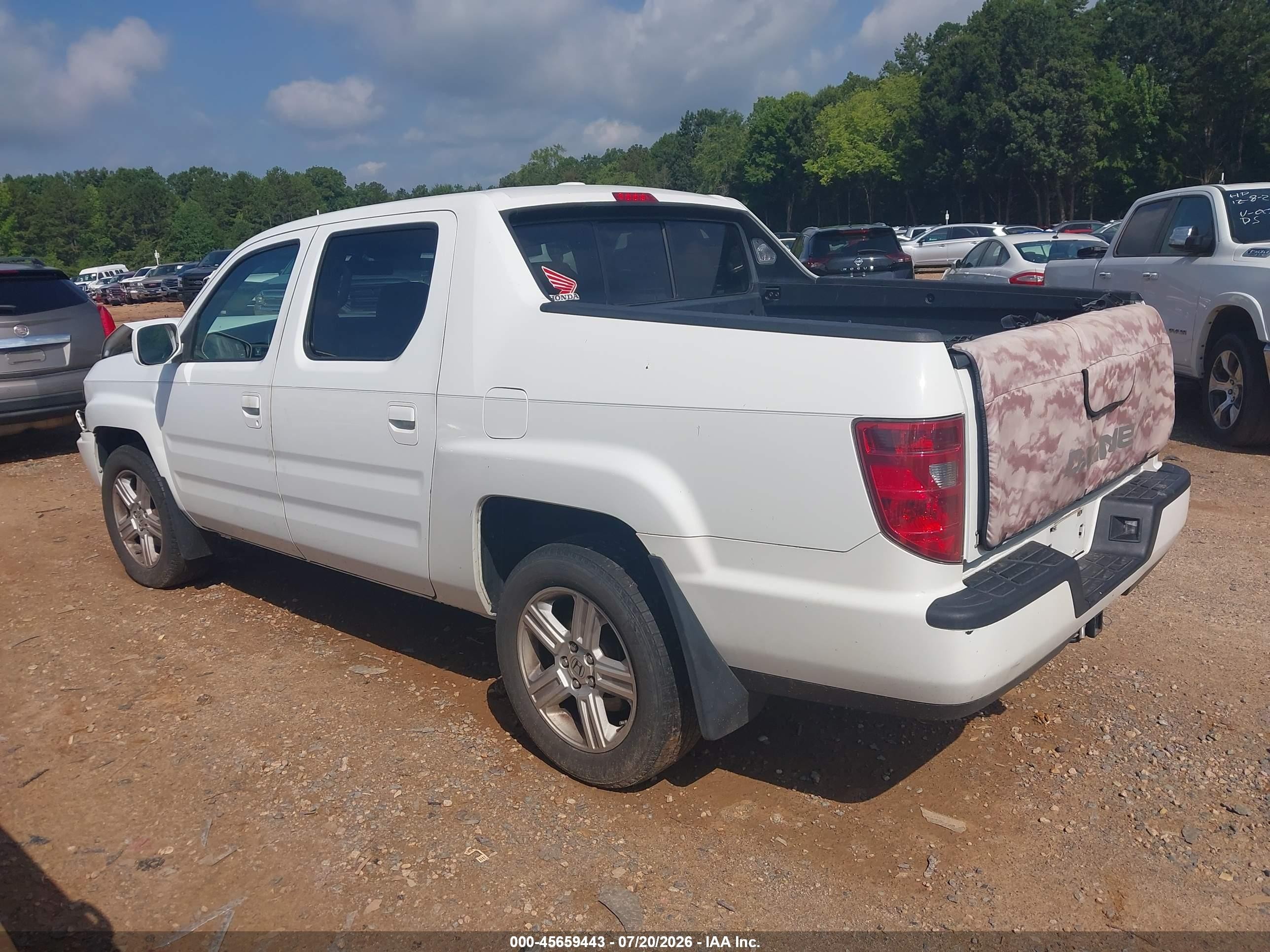 2009 Honda Ridgeline Rtl White vin: 5FPYK16569B103242