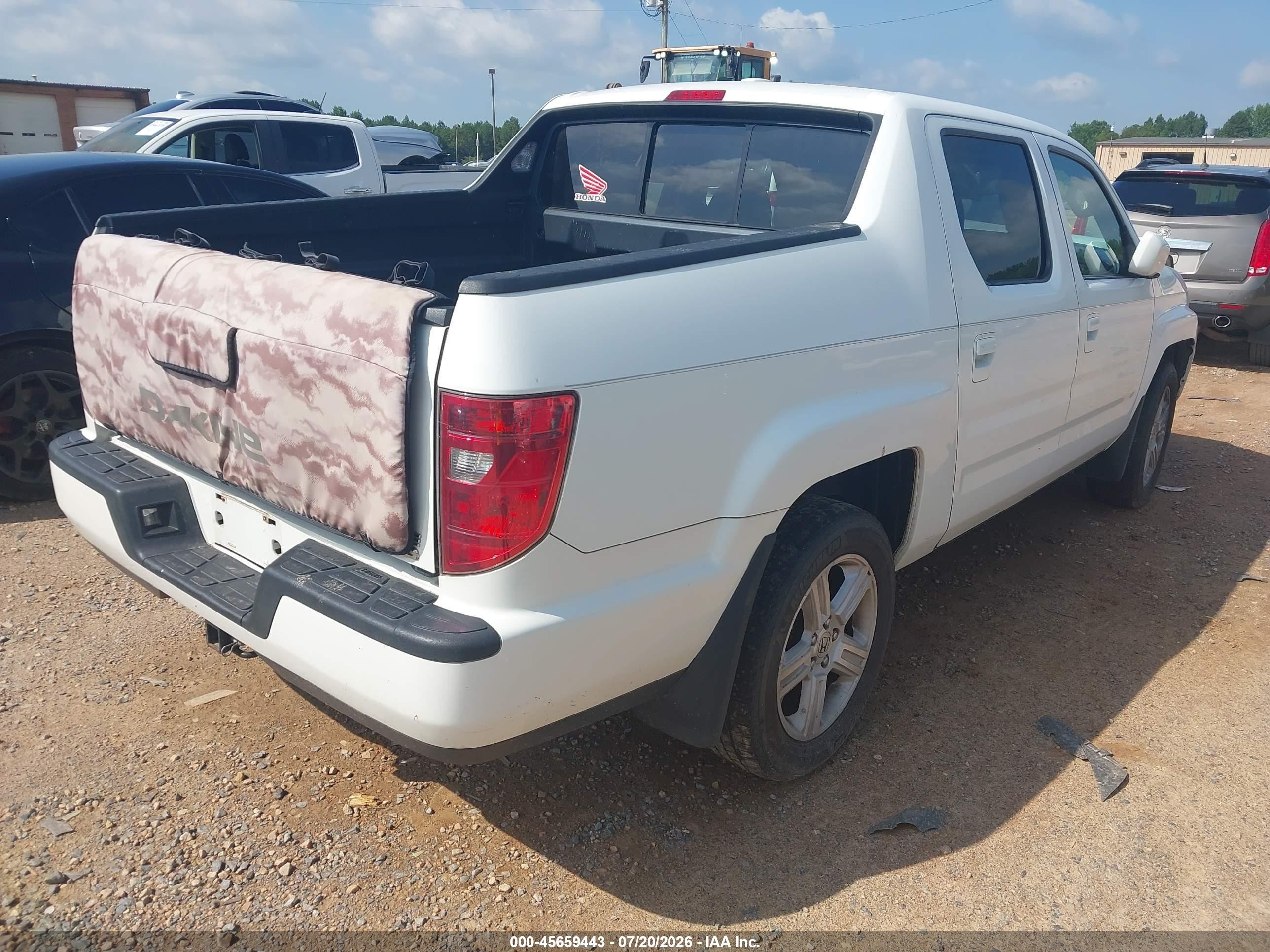 2009 Honda Ridgeline Rtl White vin: 5FPYK16569B103242