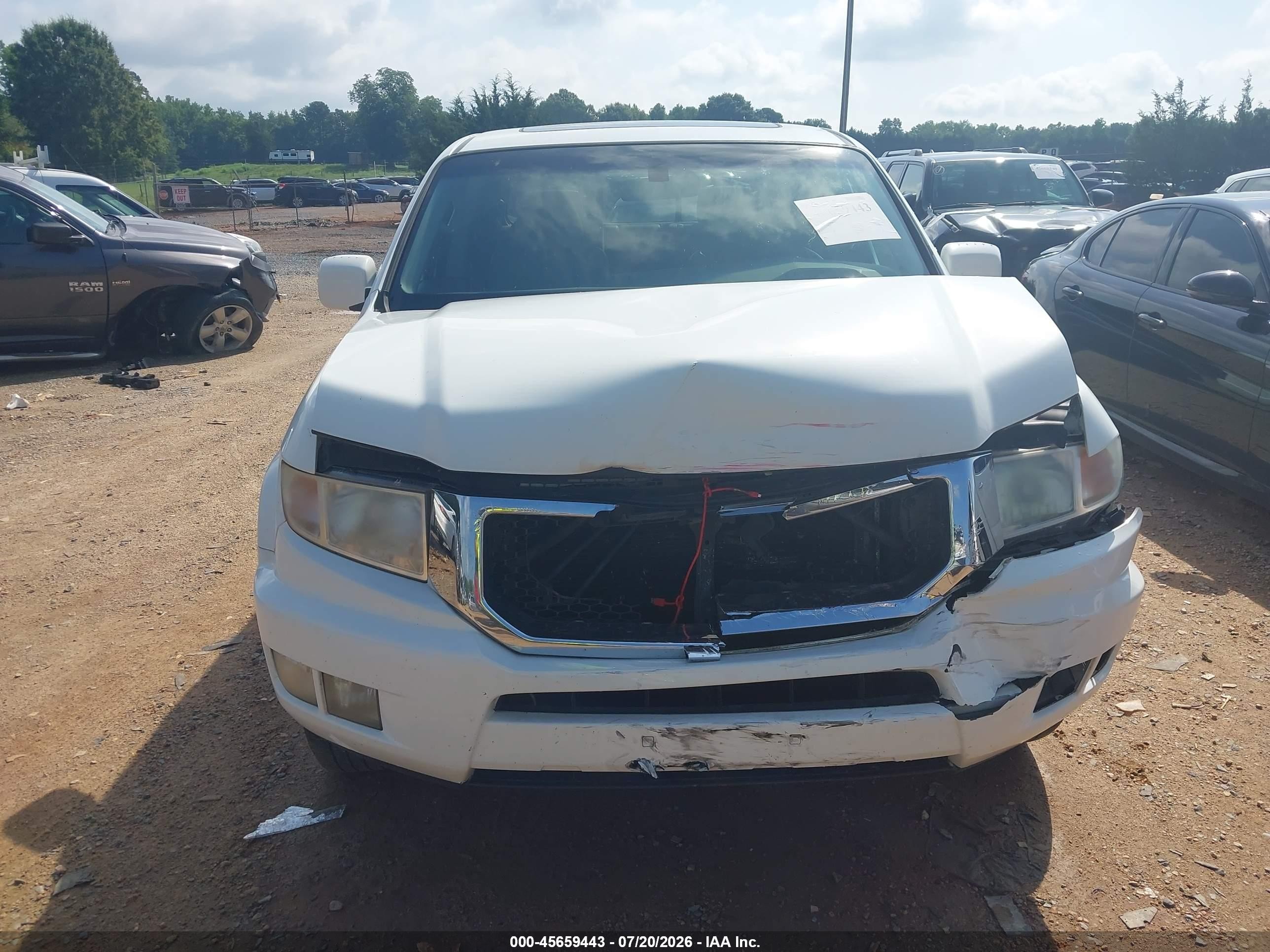2009 Honda Ridgeline Rtl White vin: 5FPYK16569B103242