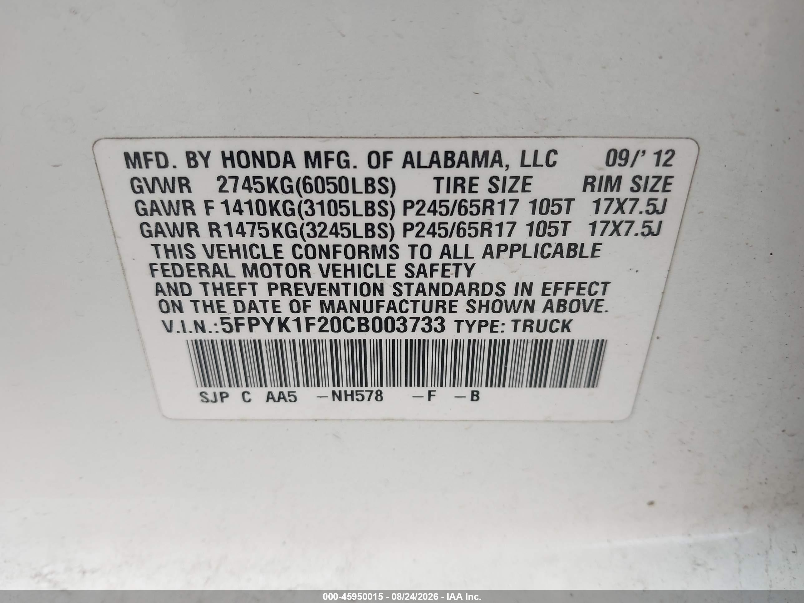 2012 Honda Ridgeline Rt White vin: 5FPYK1F20CB003733
