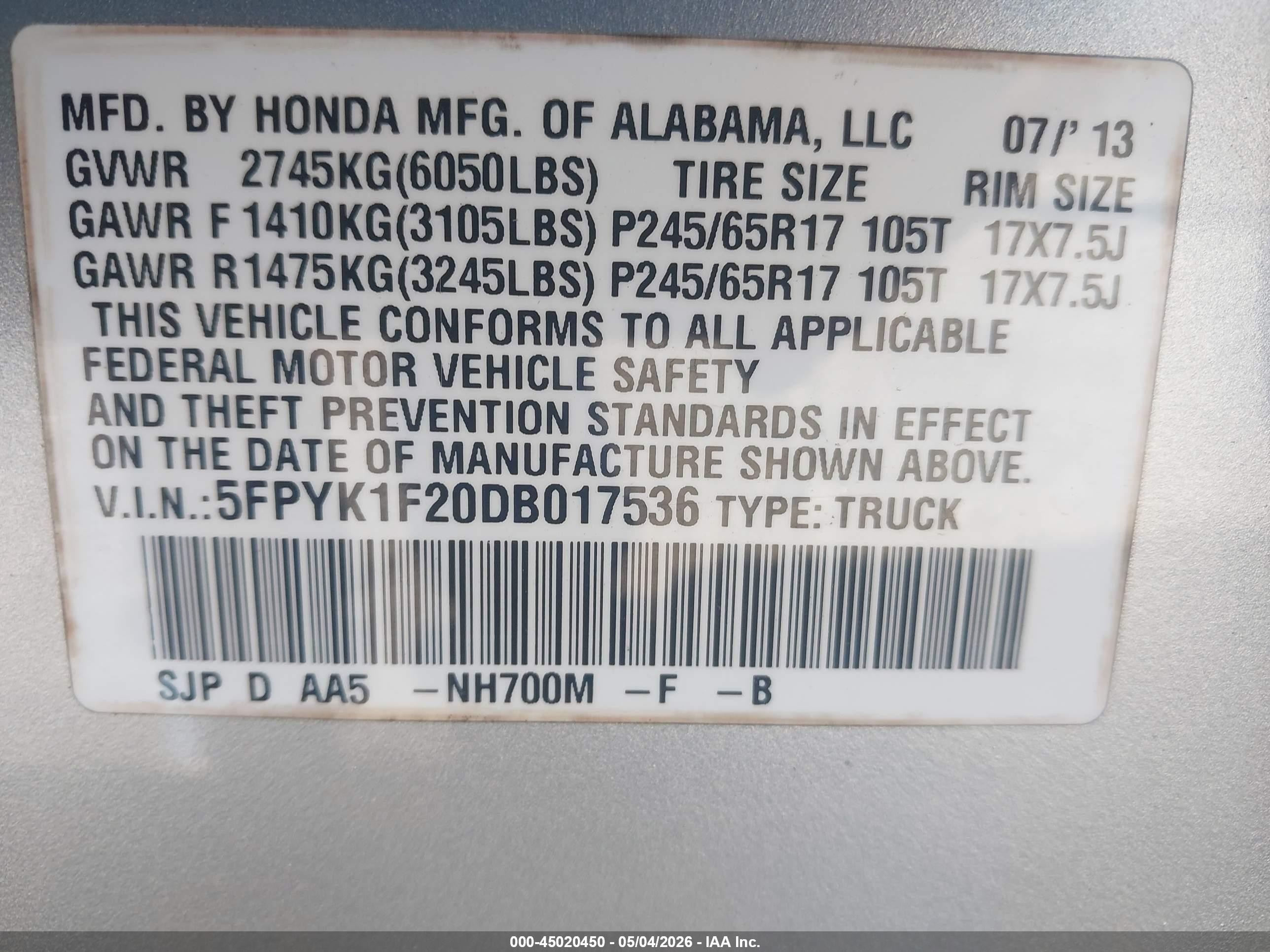 2013 Honda Ridgeline Rt Silver vin: 5FPYK1F20DB017536
