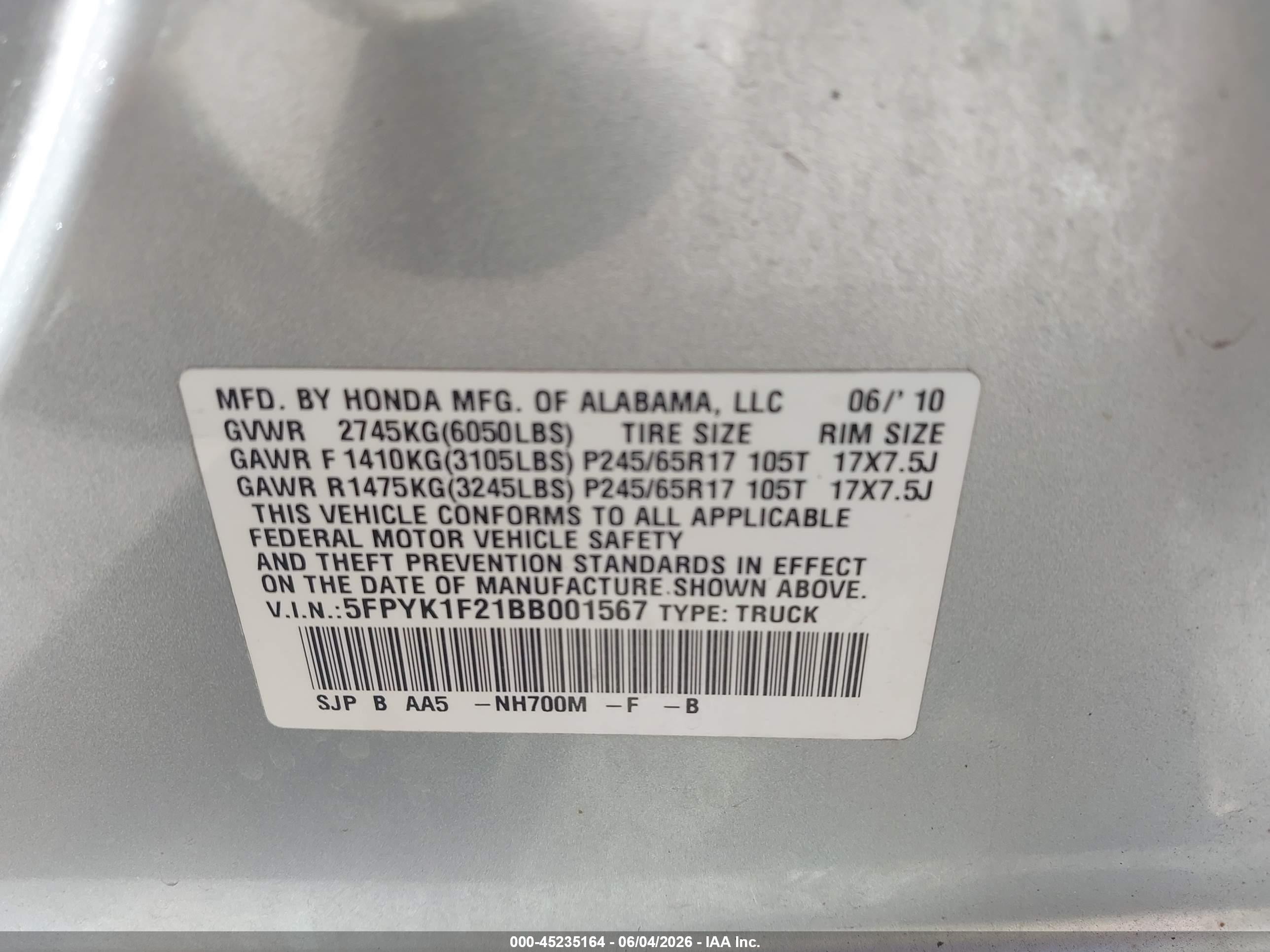 2011 Honda Ridgeline Rt Серебряный vin: 5FPYK1F21BB001567
