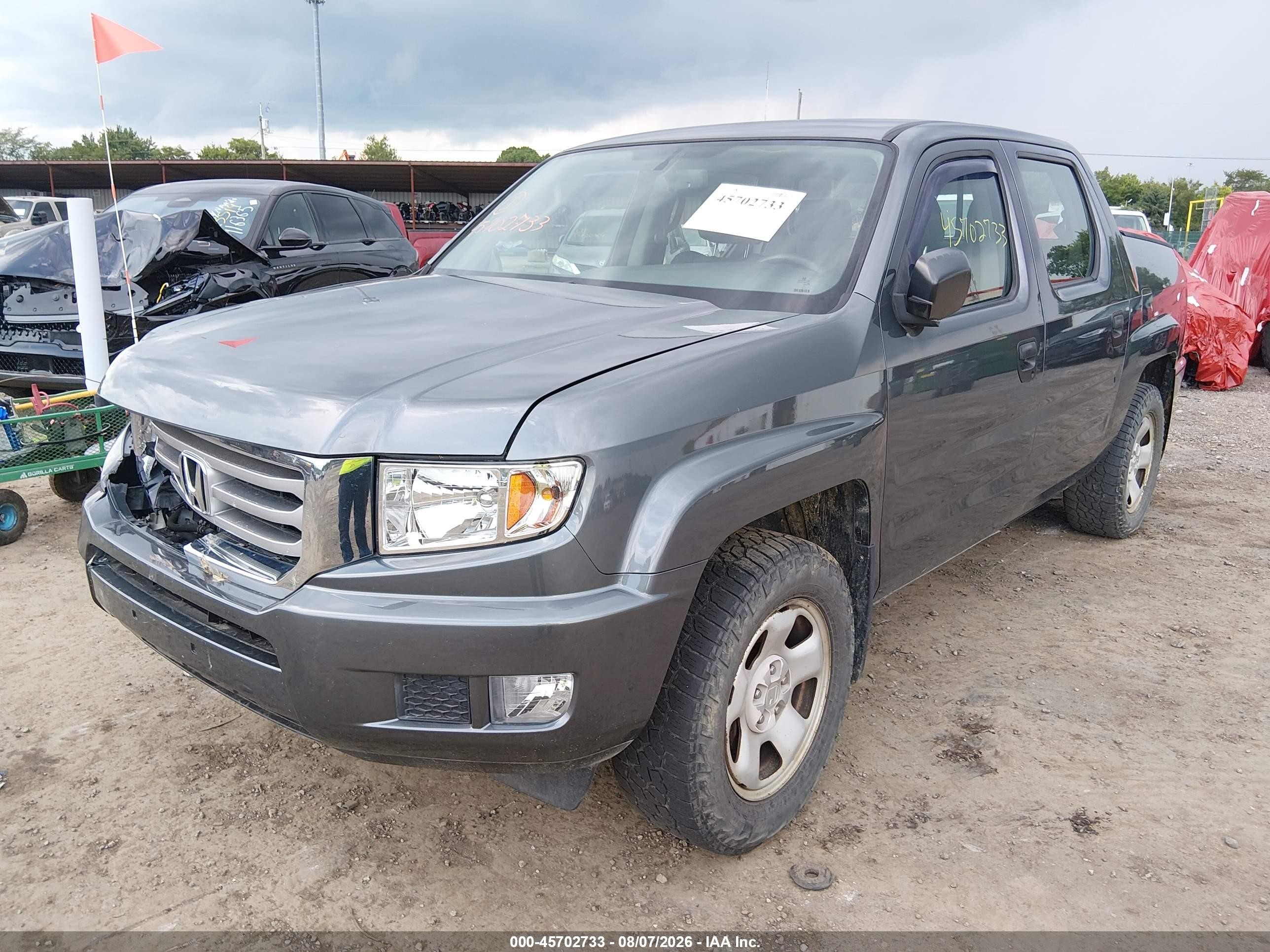 2013 Honda Ridgeline Rt Серый vin: 5FPYK1F24DB009391