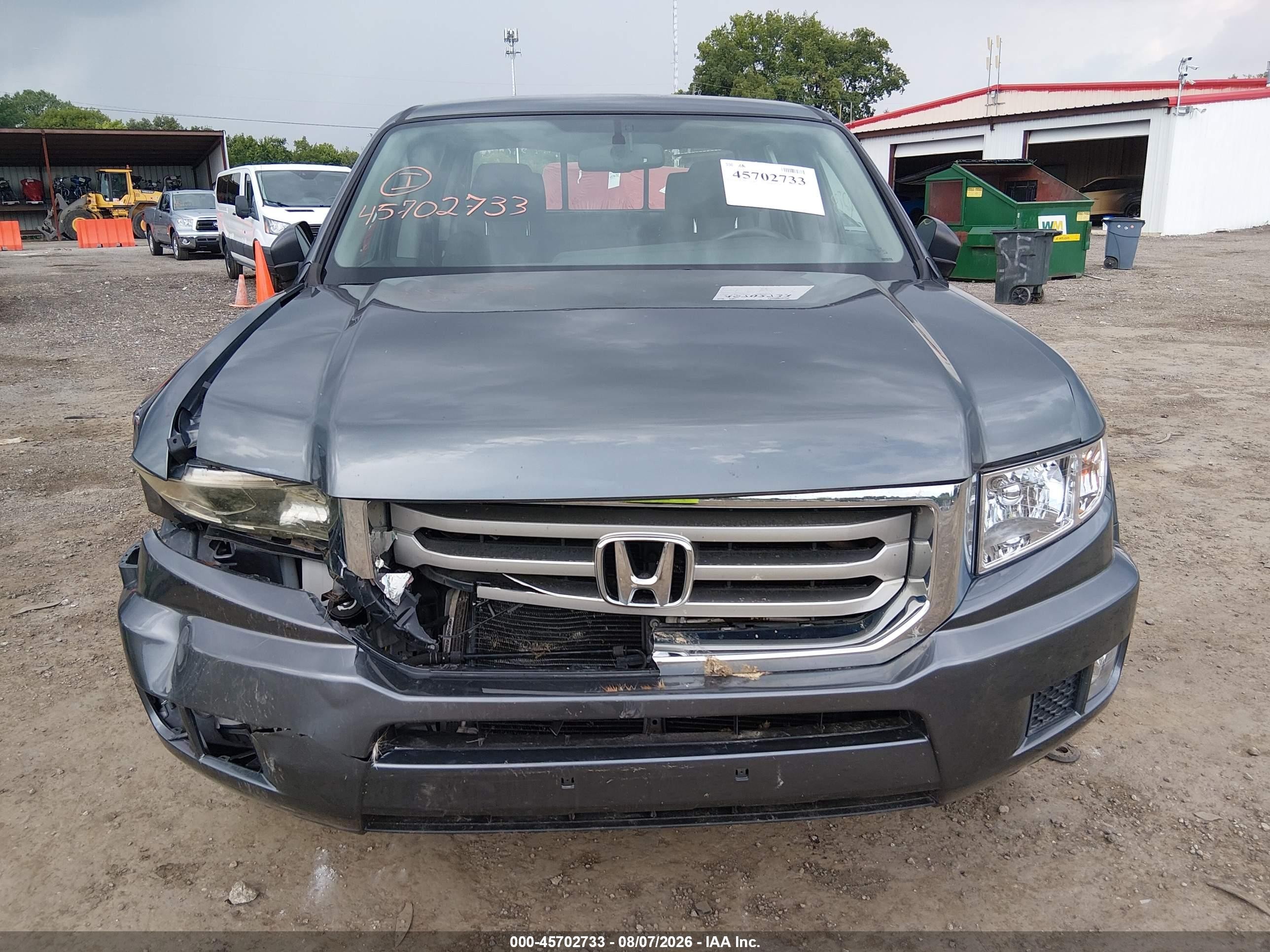 2013 Honda Ridgeline Rt Серый vin: 5FPYK1F24DB009391