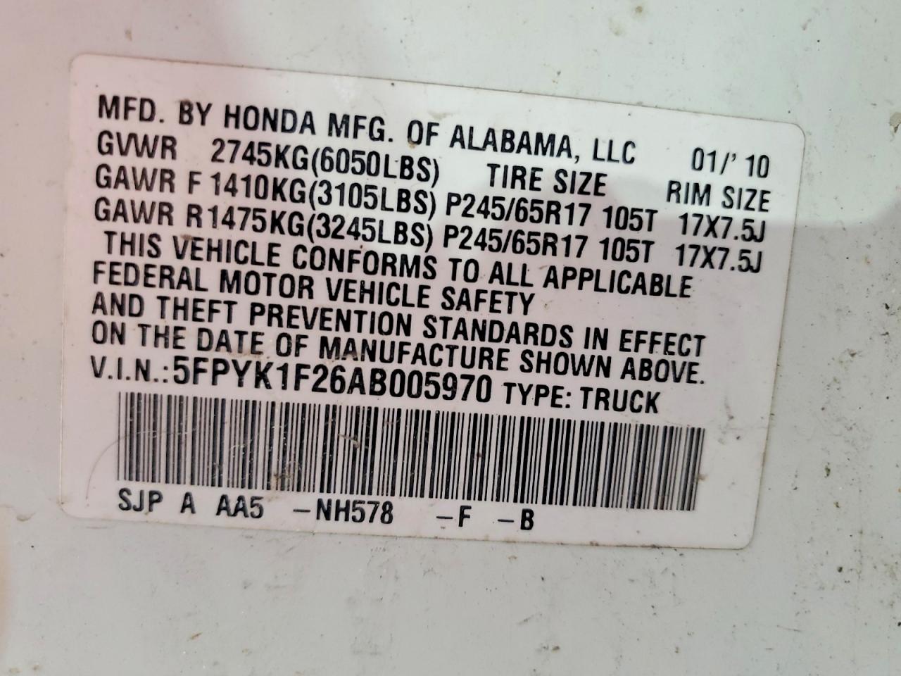 2010 Honda Ridgeline Rt White vin: 5FPYK1F26AB005970