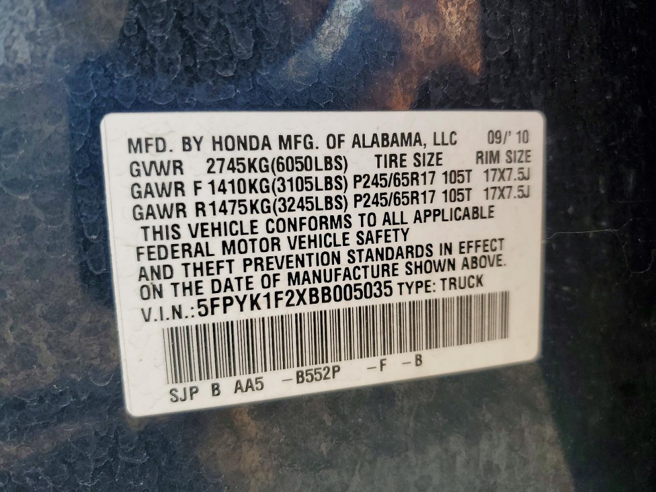 2011 Honda Ridgeline Rt Blue vin: 5FPYK1F2XBB005035