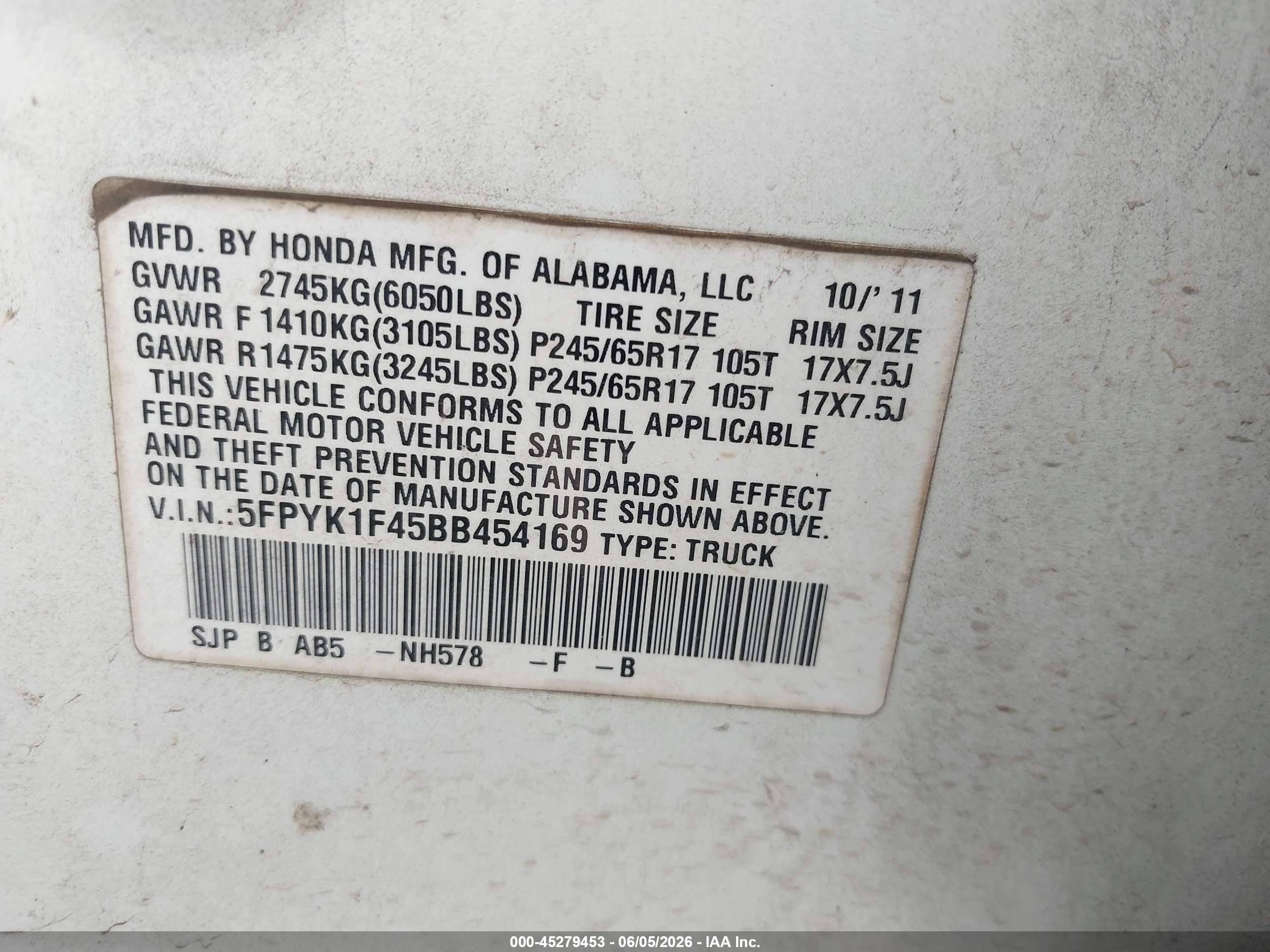 2011 Honda Ridgeline Rts White vin: 5FPYK1F45BB454169