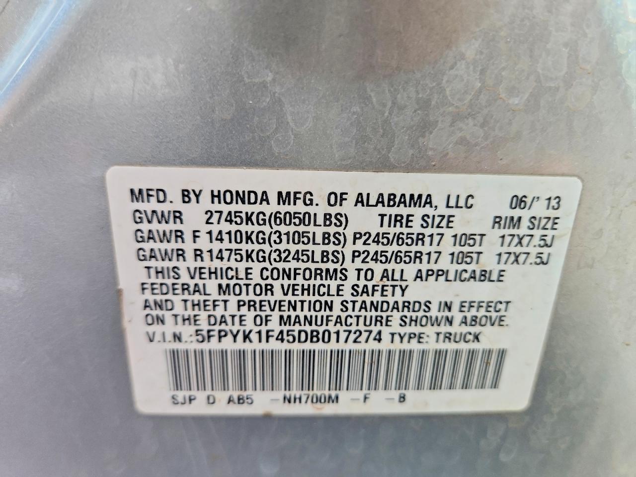 2013 Honda Ridgeline Sport Silver vin: 5FPYK1F45DB017274