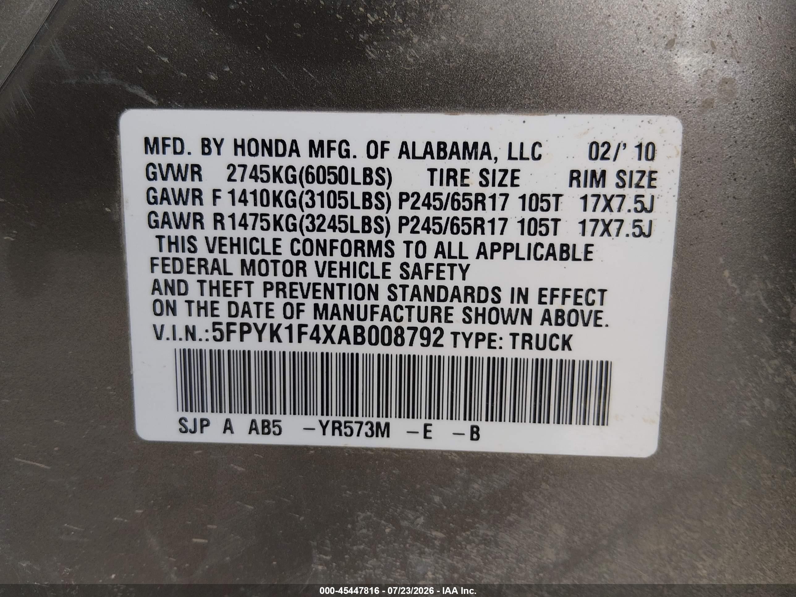 2010 Honda Ridgeline Rts Tan vin: 5FPYK1F4XAB008792