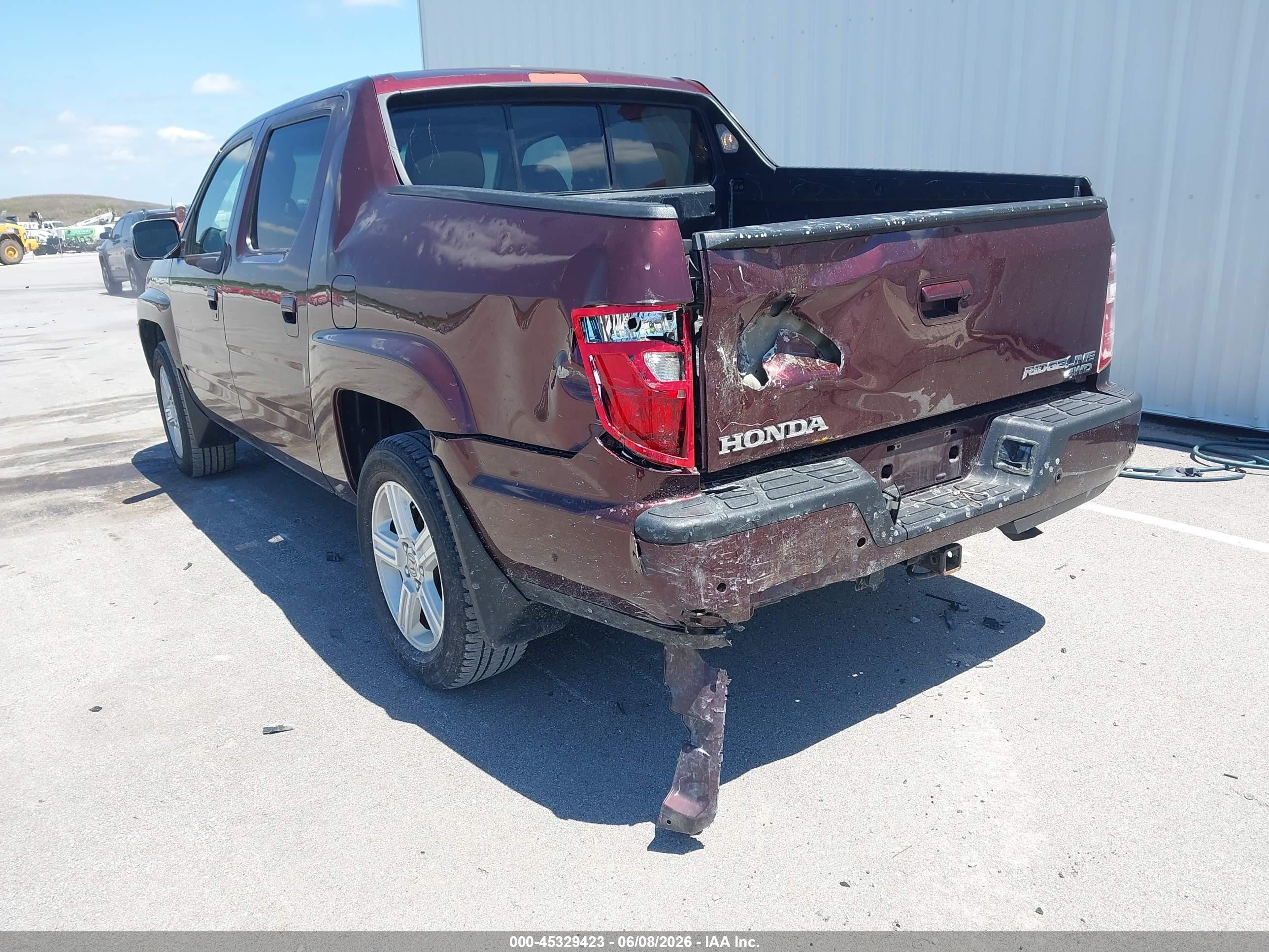 2010 Honda Ridgeline Rtl Maroon vin: 5FPYK1F50AB002606