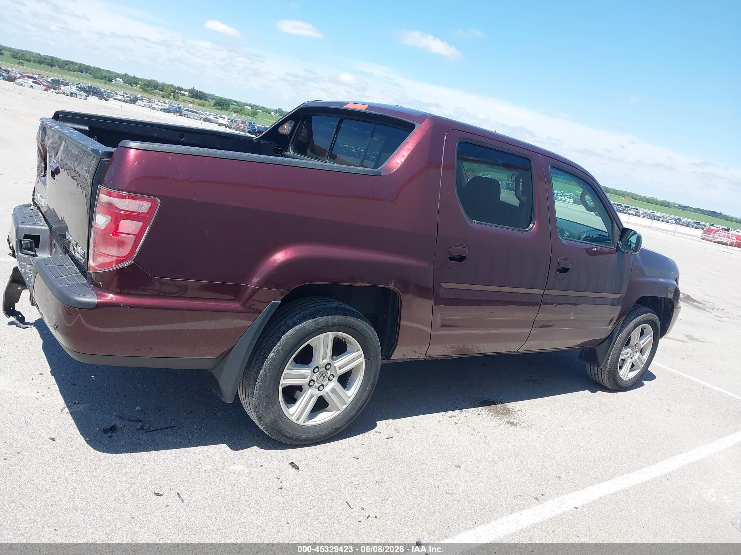 2010 Honda Ridgeline Rtl Maroon vin: 5FPYK1F50AB002606