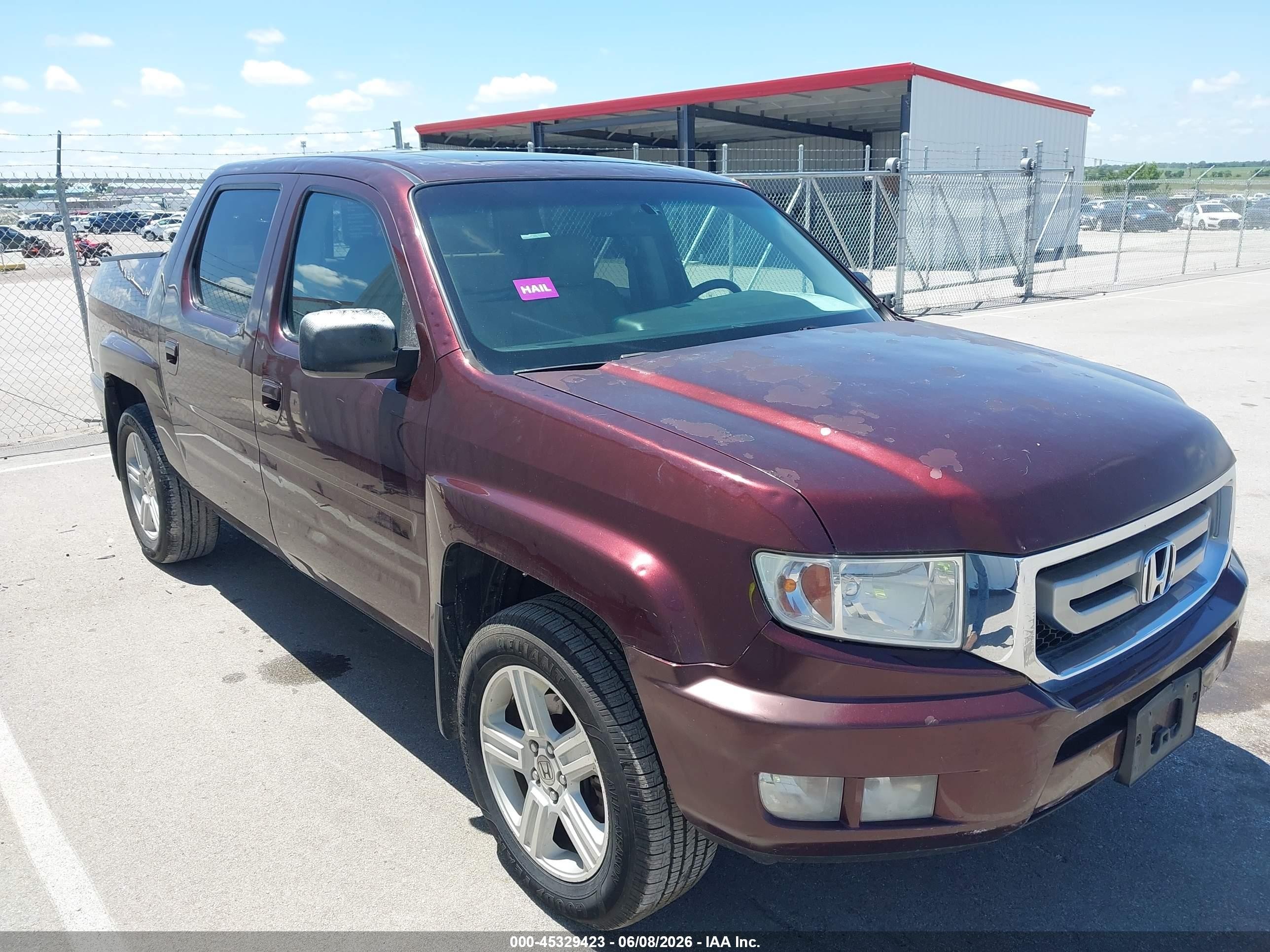 2010 Honda Ridgeline Rtl Maroon vin: 5FPYK1F50AB002606