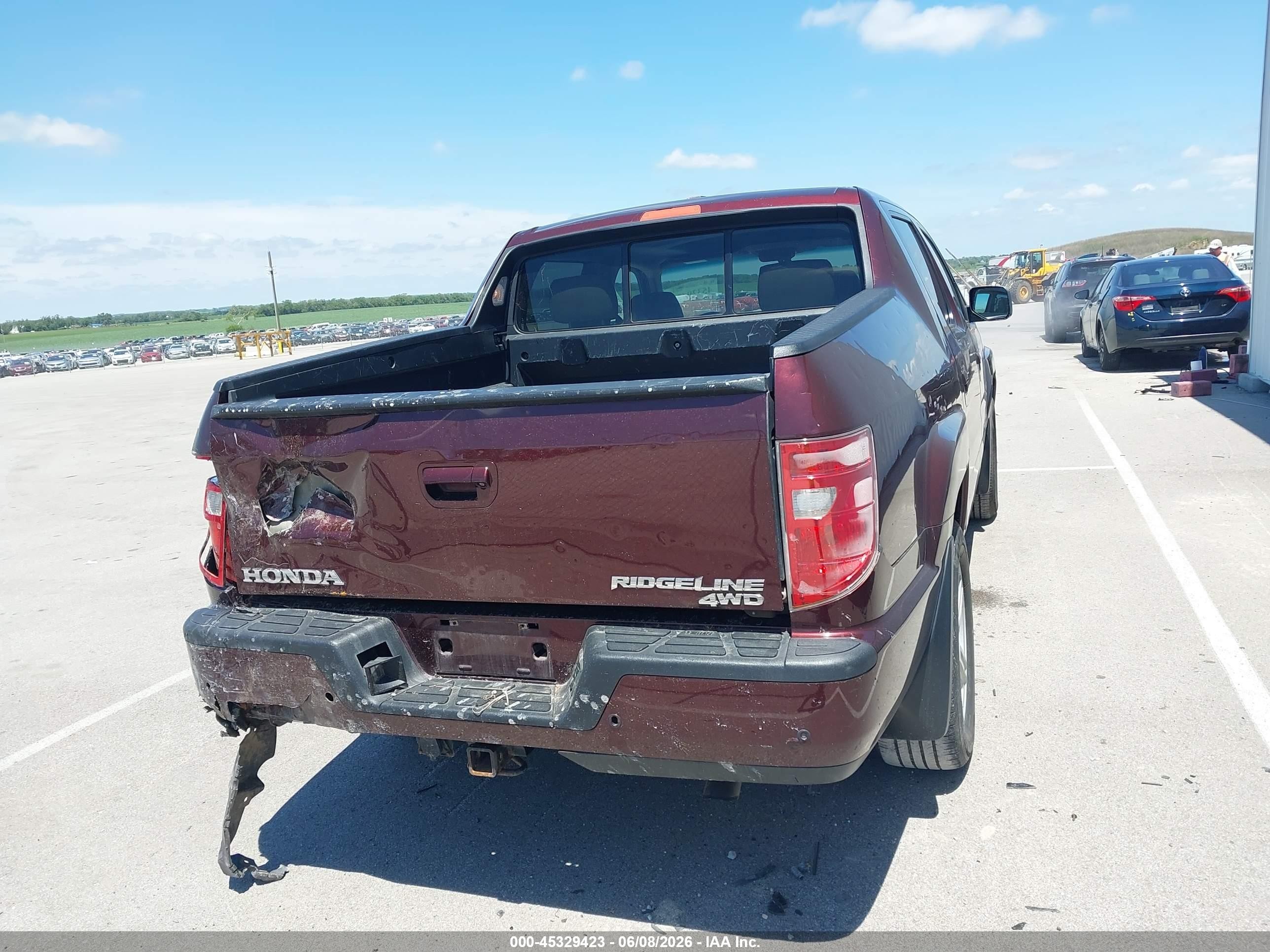 2010 Honda Ridgeline Rtl Maroon vin: 5FPYK1F50AB002606