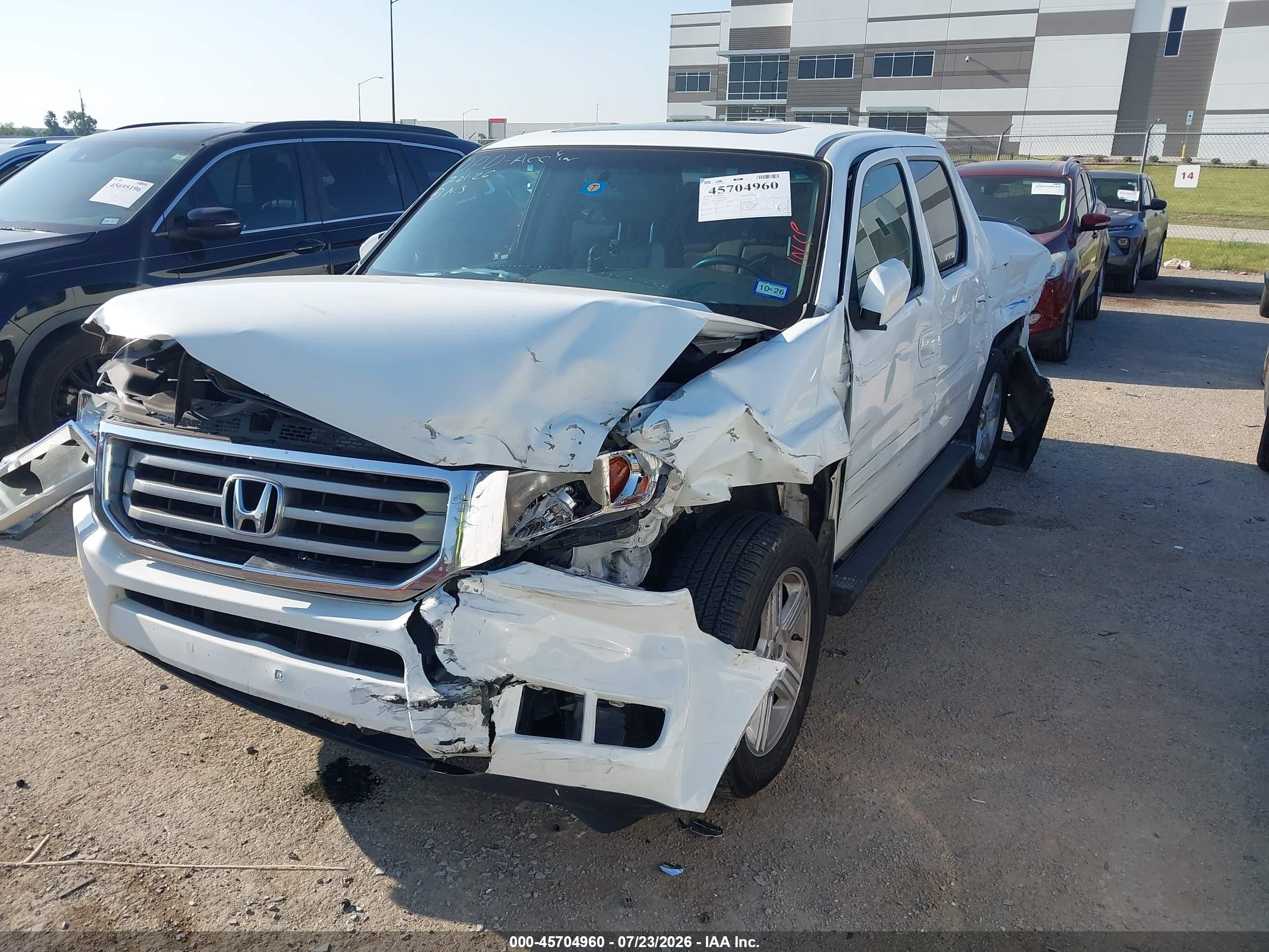 2012 Honda Ridgeline Rtl White vin: 5FPYK1F51CB001659