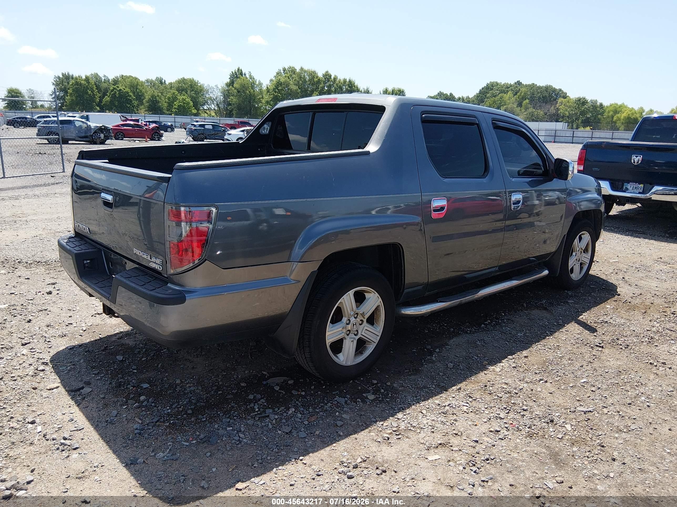 2012 Honda Ridgeline Rtl Gray vin: 5FPYK1F51CB457970