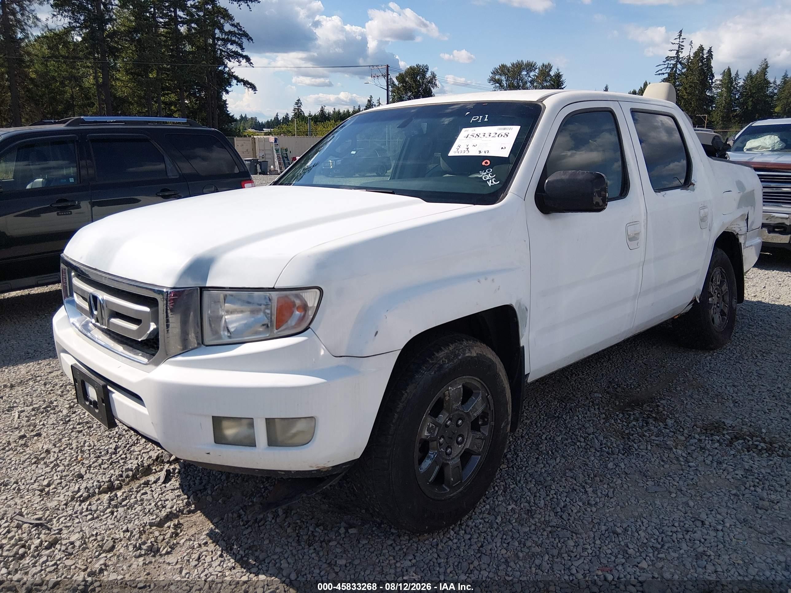 2010 Honda Ridgeline Rtl White vin: 5FPYK1F53AB501772