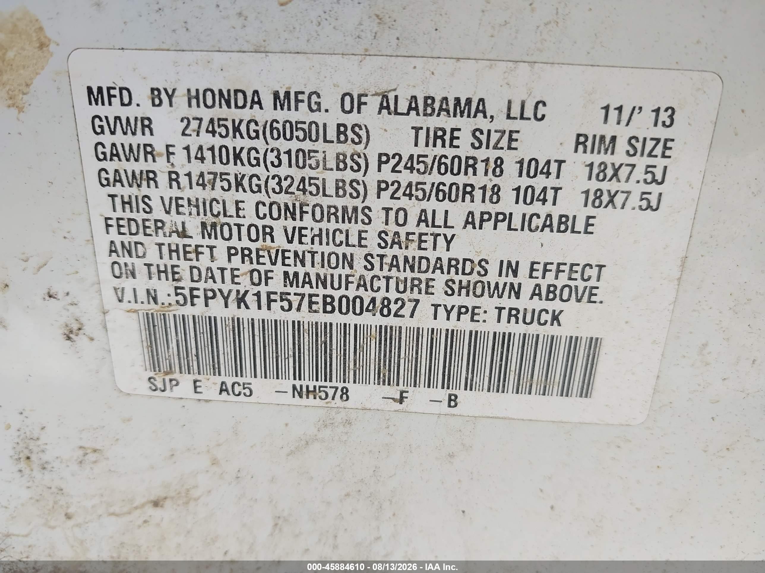2014 Honda Ridgeline Rtl Белый vin: 5FPYK1F57EB004827