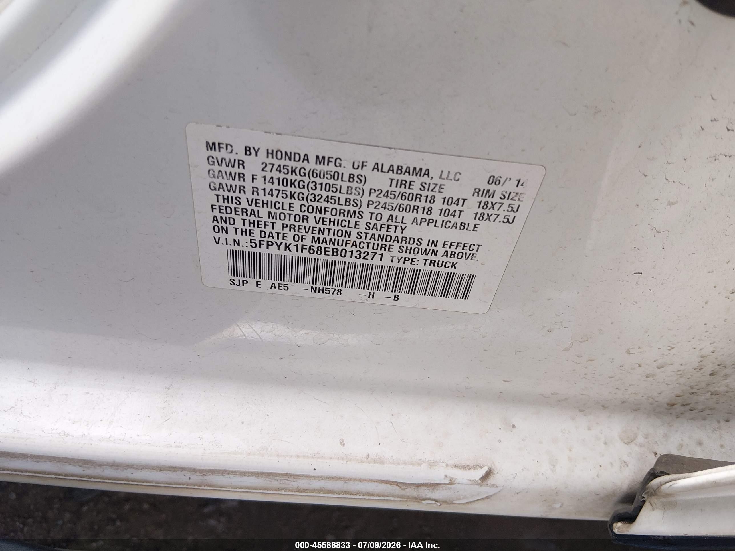 2014 Honda Ridgeline Se White vin: 5FPYK1F68EB013271