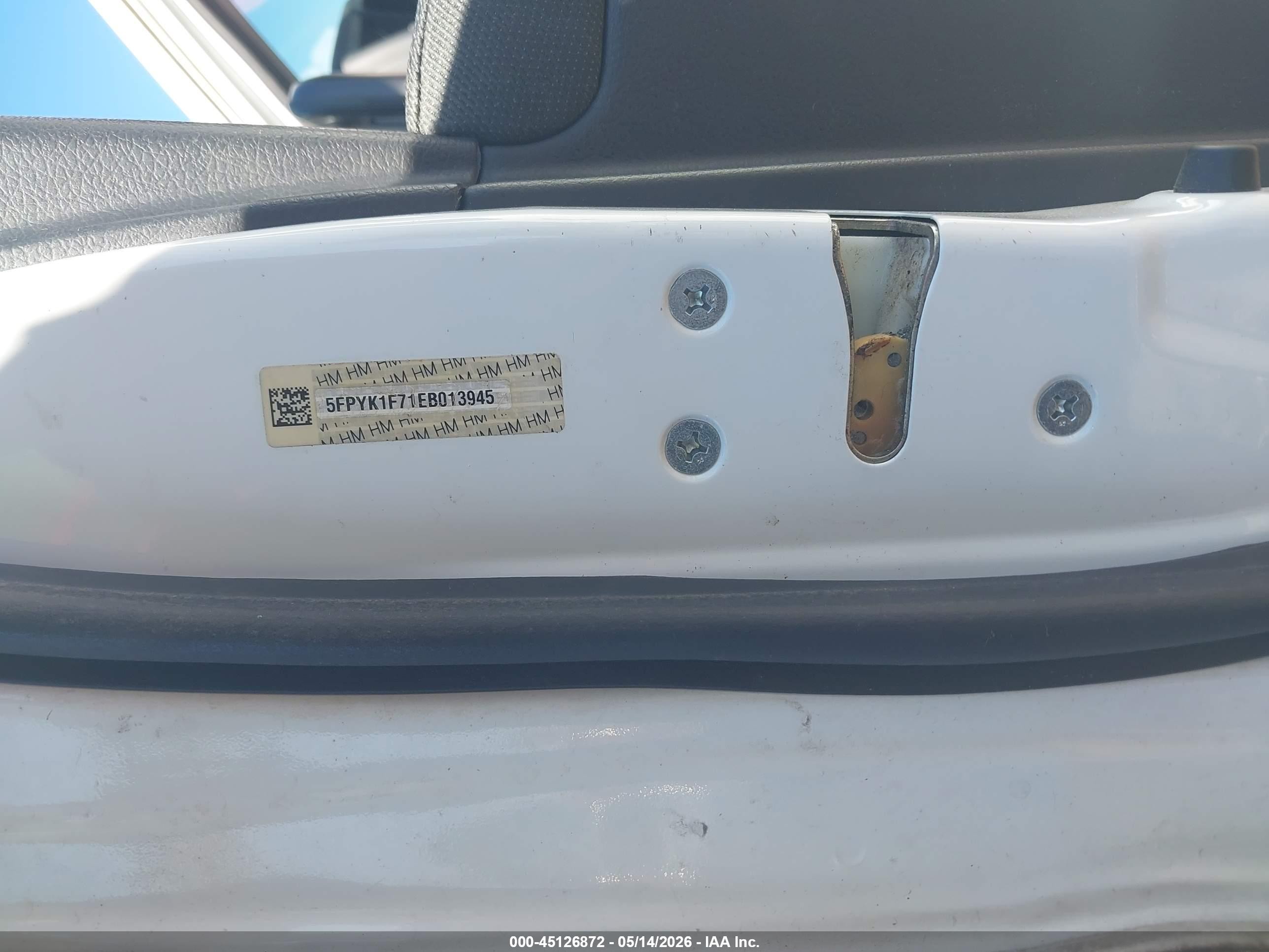 2014 Honda Ridgeline Sport Белый vin: 5FPYK1F71EB013945