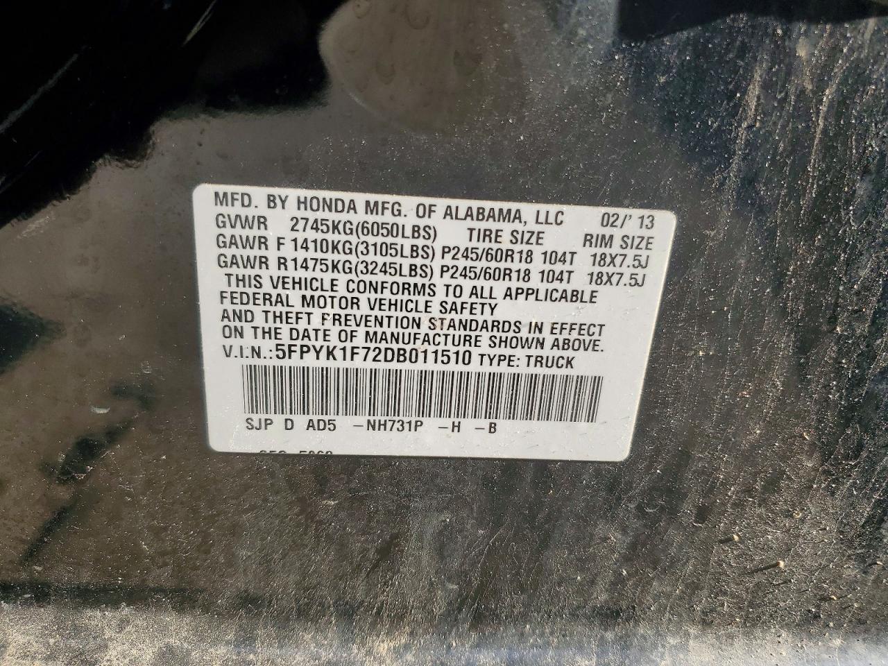 2013 Honda Ridgeline Sport Черный vin: 5FPYK1F72DB011510