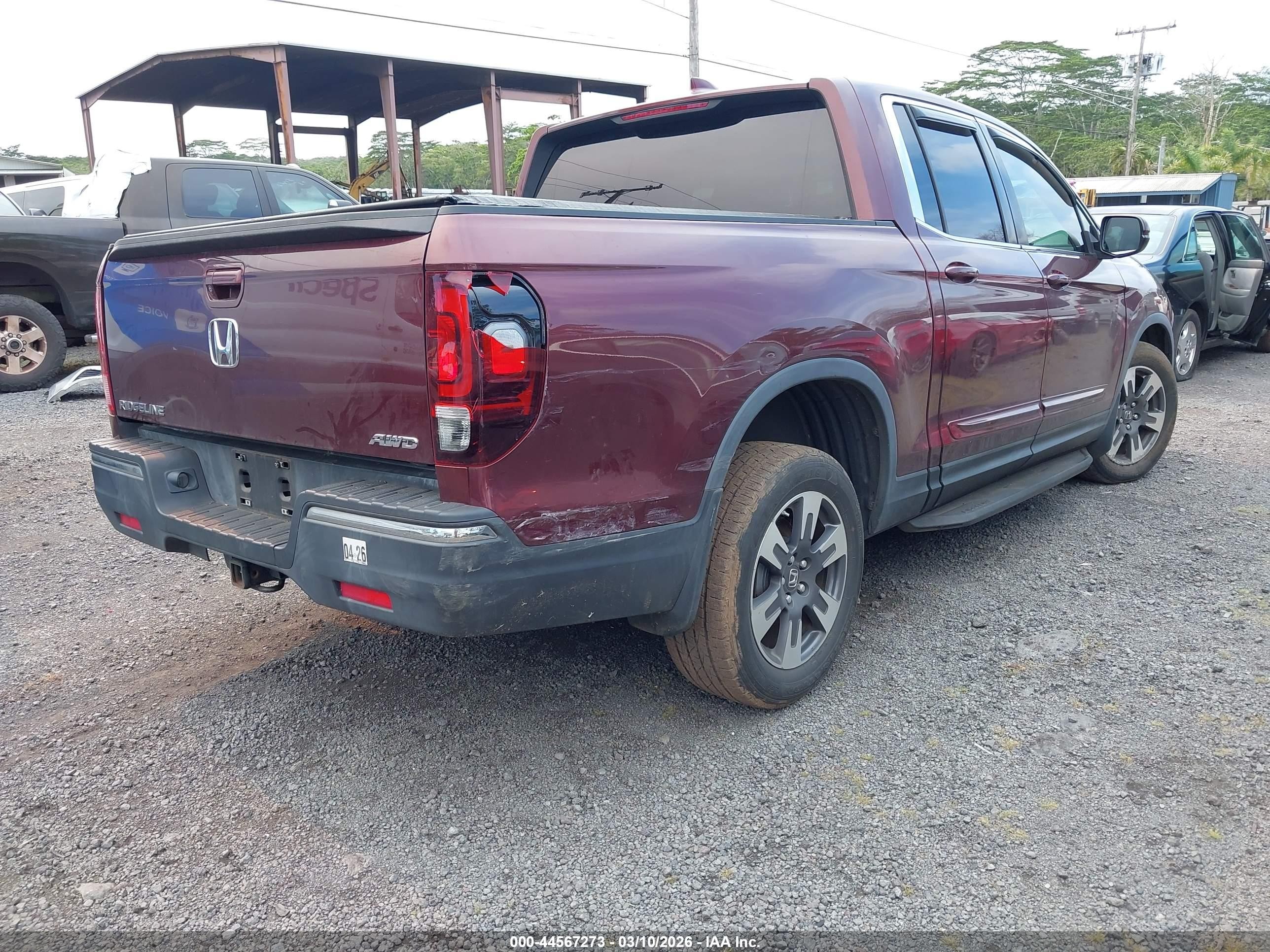 2017 Honda Ridgeline Rtl Burgundy vin: 5FPYK3F57HB006013