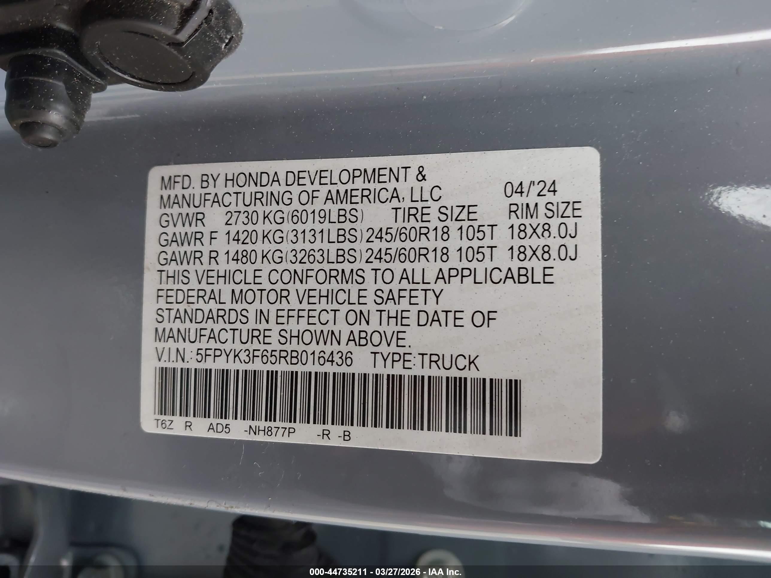 2024 Honda Ridgeline Trailsport Синий vin: 5FPYK3F65RB016436