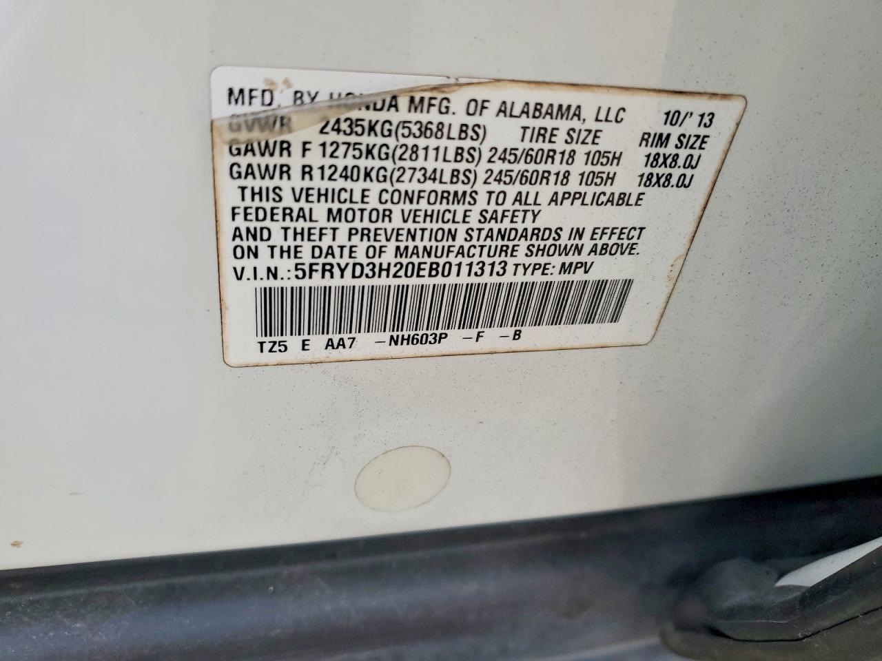 2014 Acura Mdx White vin: 5FRYD3H20EB011313
