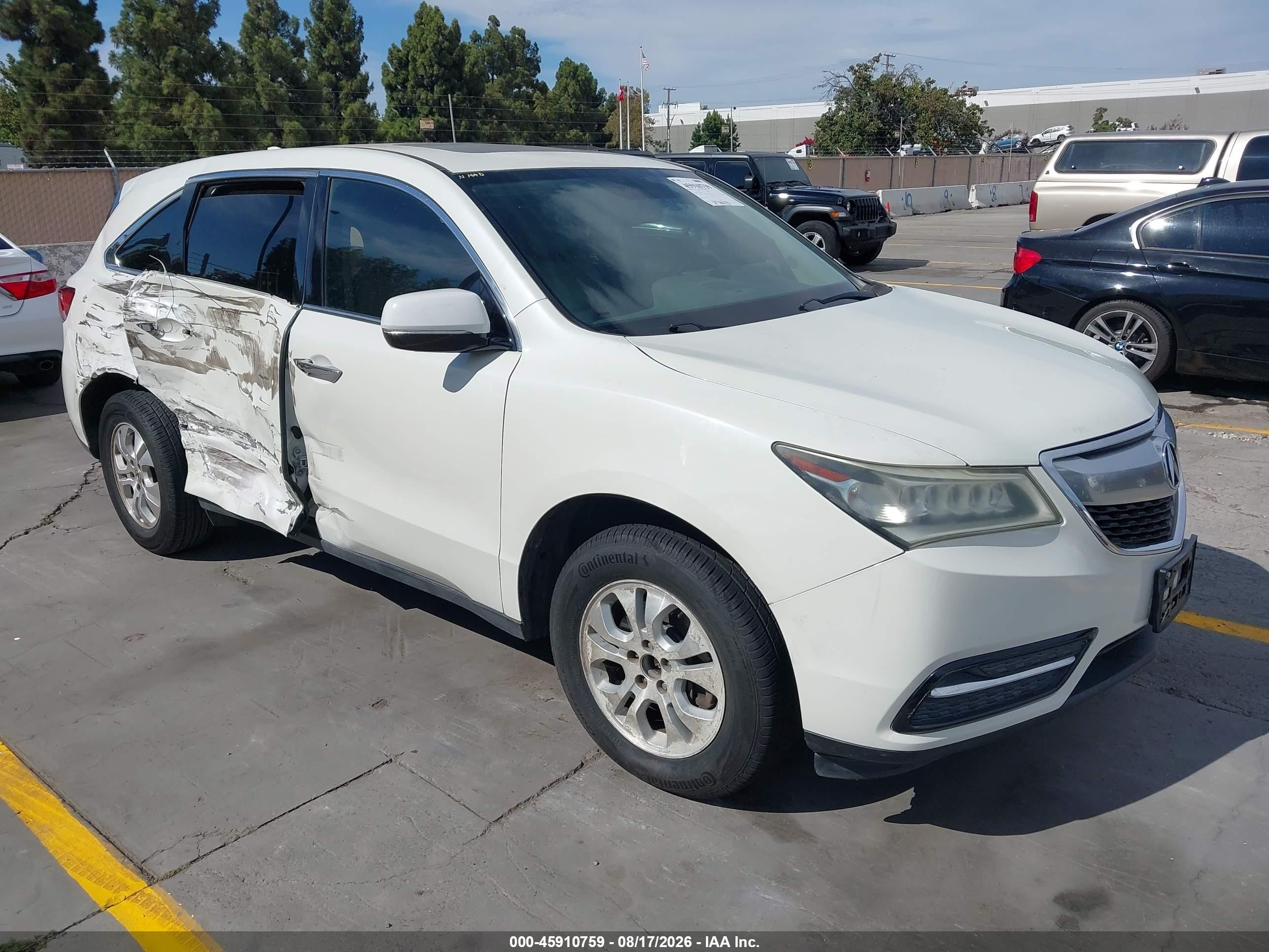 2015 Acura Mdx   White vin: 5FRYD3H23FB005622