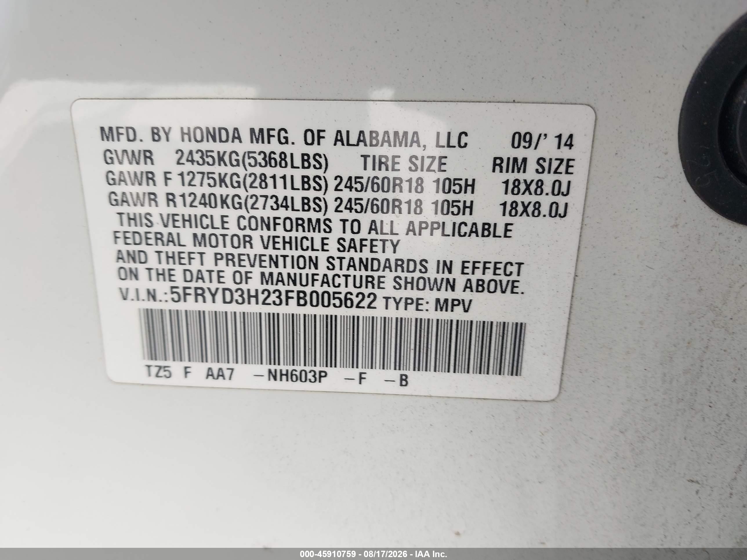 2015 Acura Mdx   White vin: 5FRYD3H23FB005622