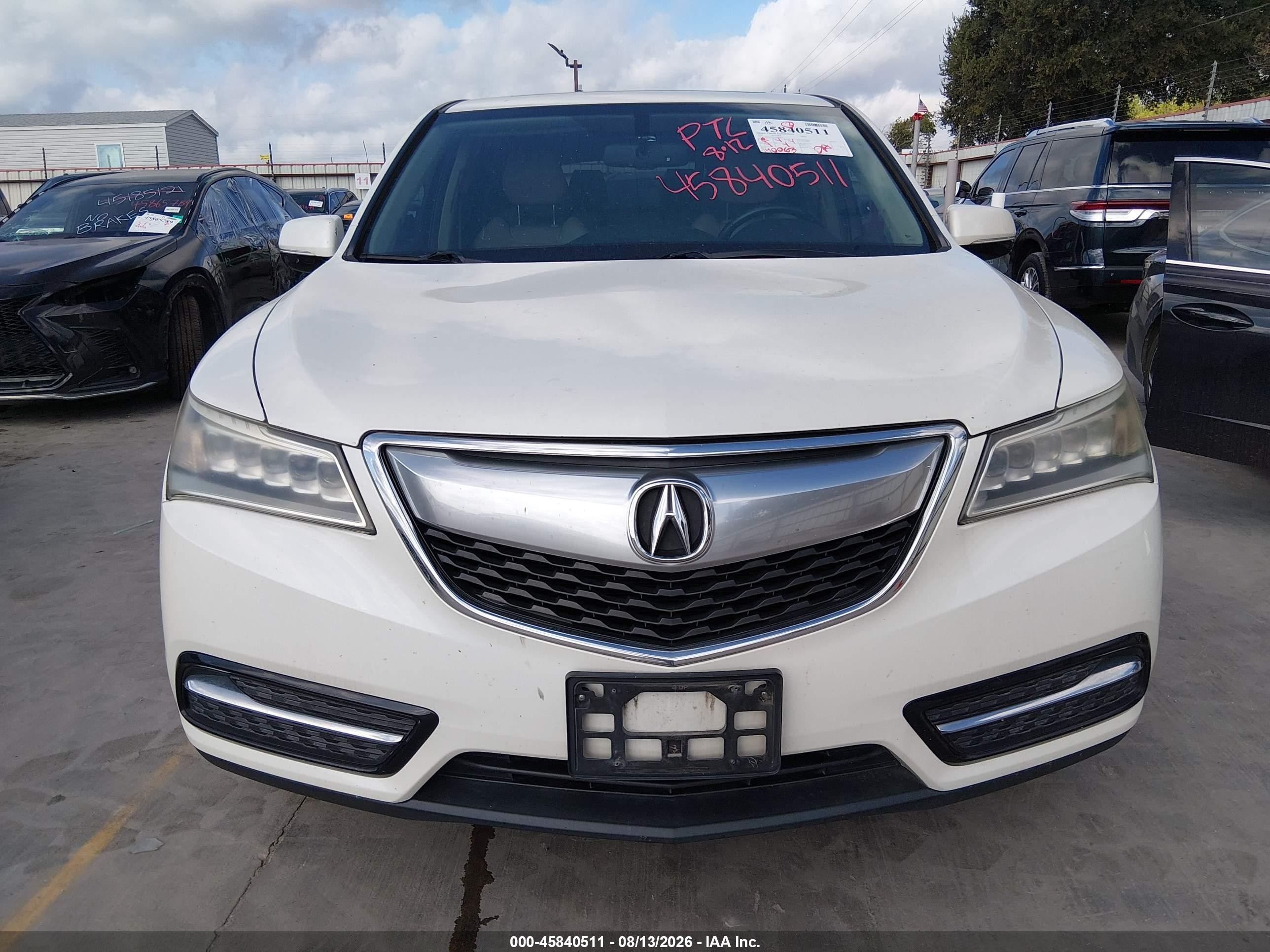 2015 Acura Mdx   White vin: 5FRYD3H25FB005055