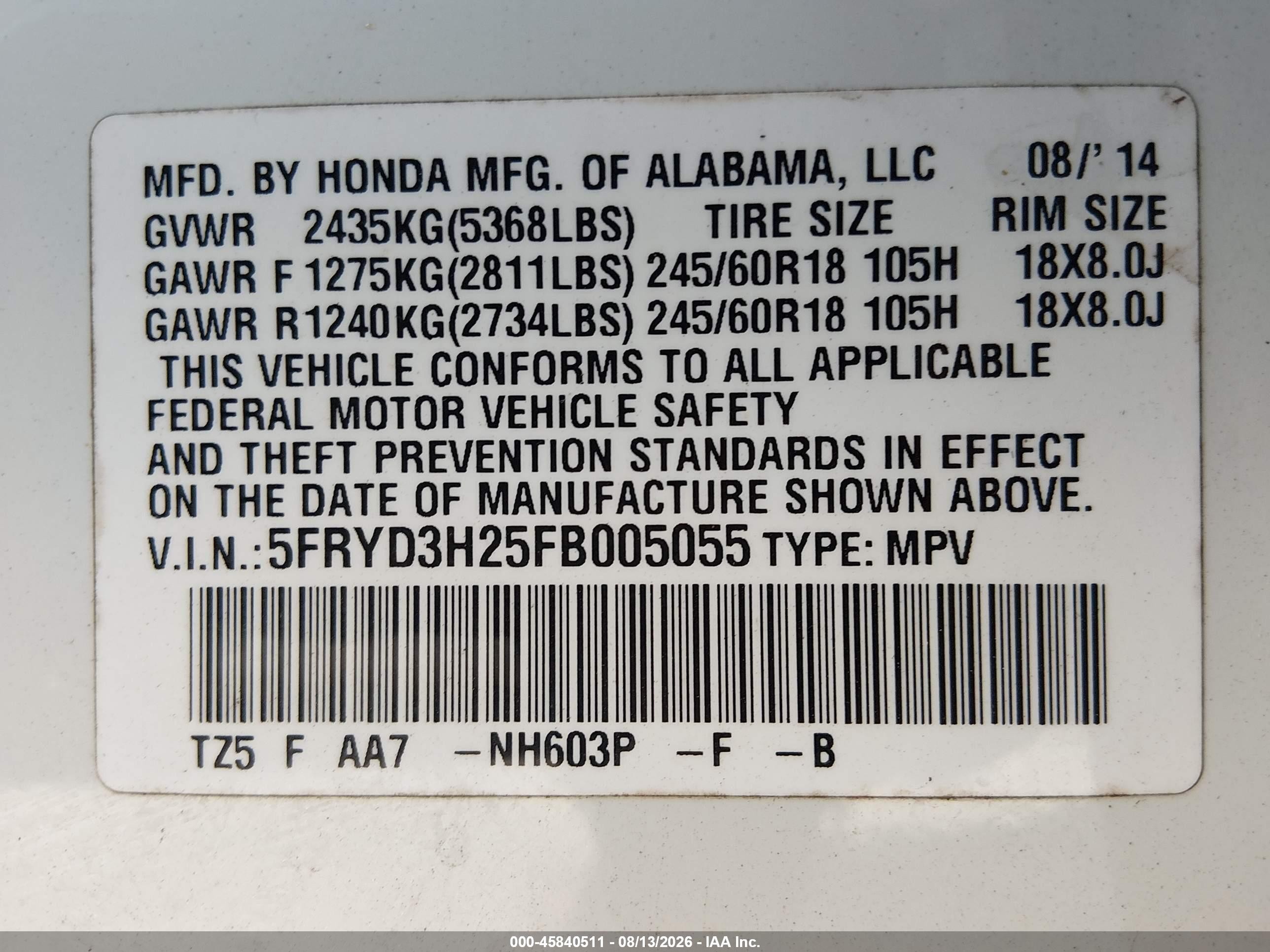 2015 Acura Mdx   White vin: 5FRYD3H25FB005055