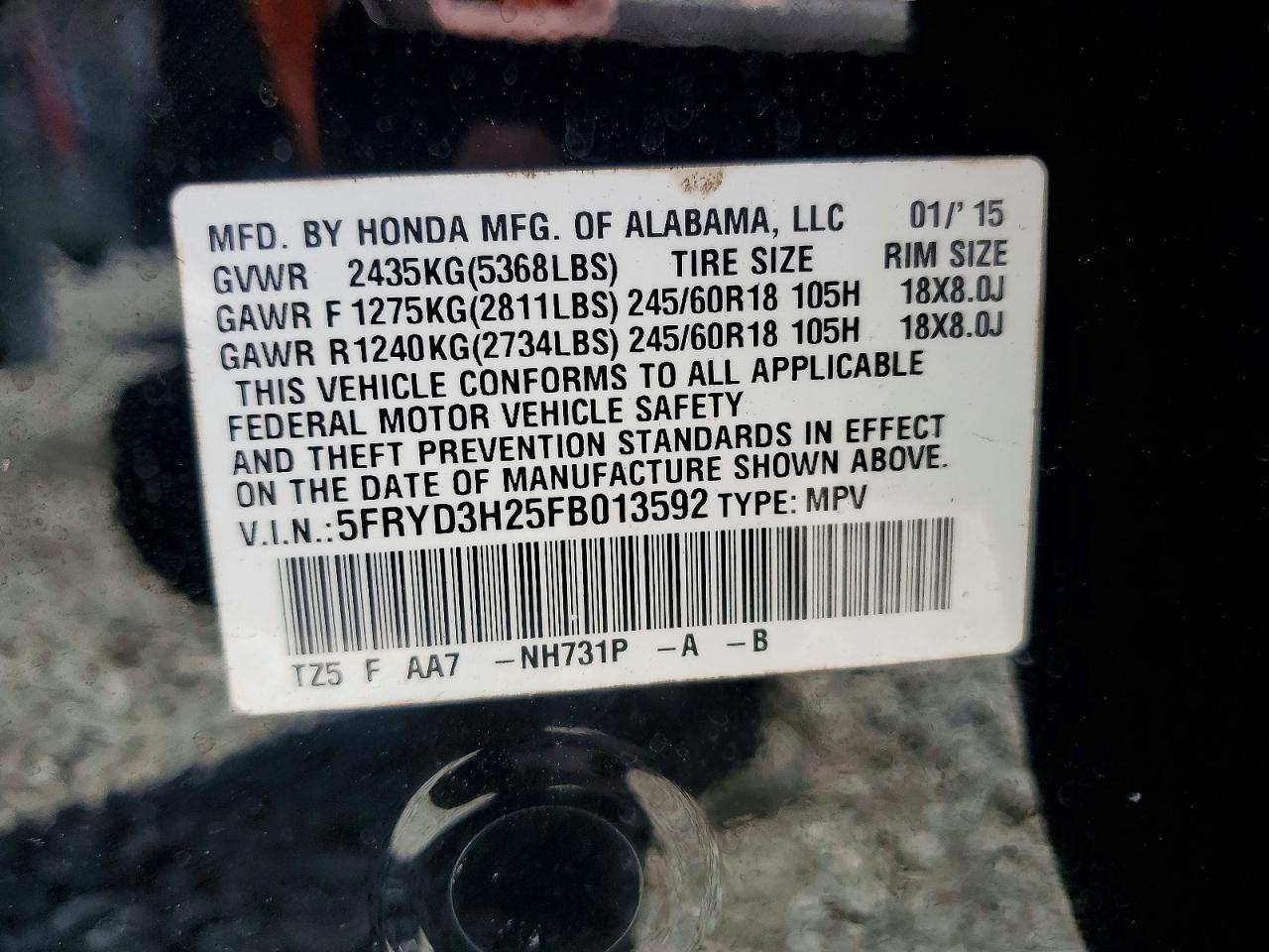 2015 Acura Mdx Black vin: 5FRYD3H25FB013592