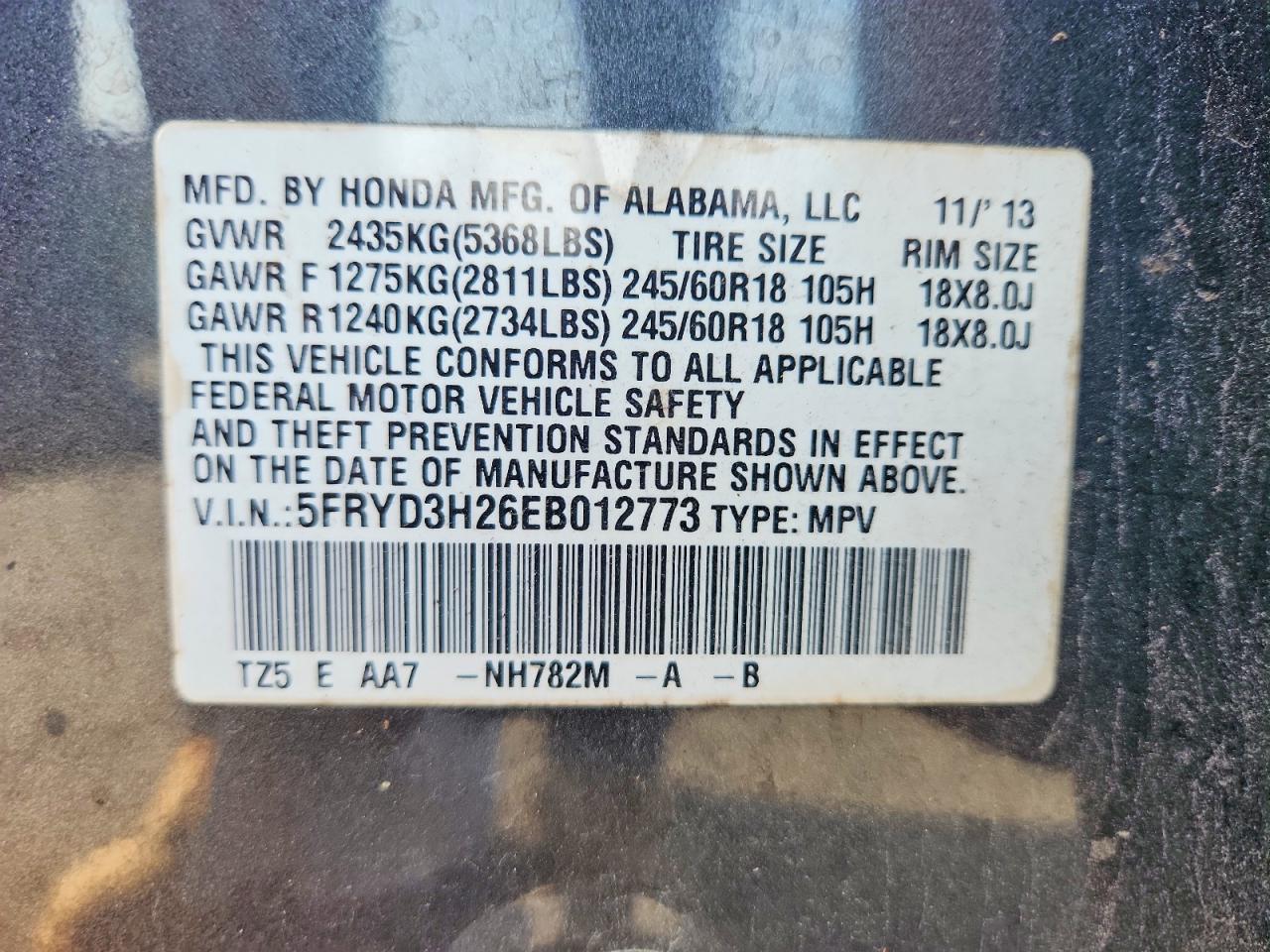 2014 Acura Mdx Charcoal vin: 5FRYD3H26EB012773