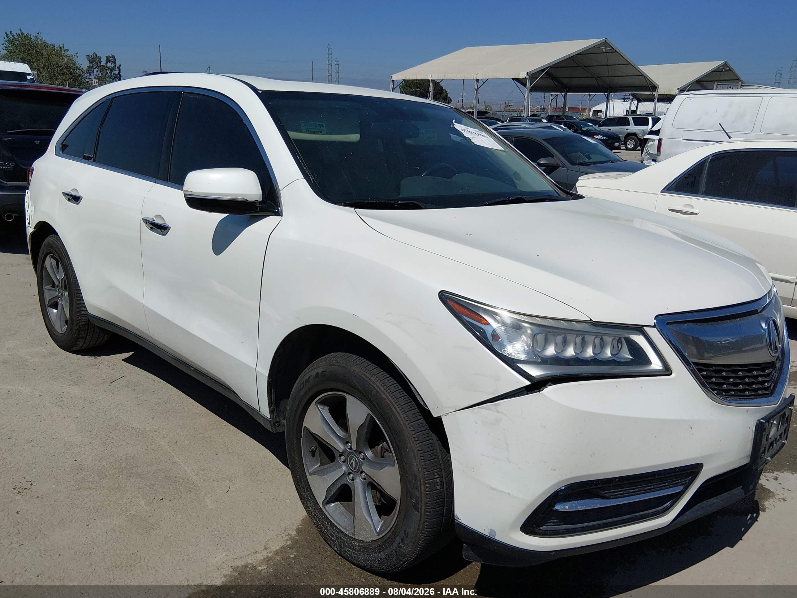 2015 Acura Mdx   White vin: 5FRYD3H26FB010037