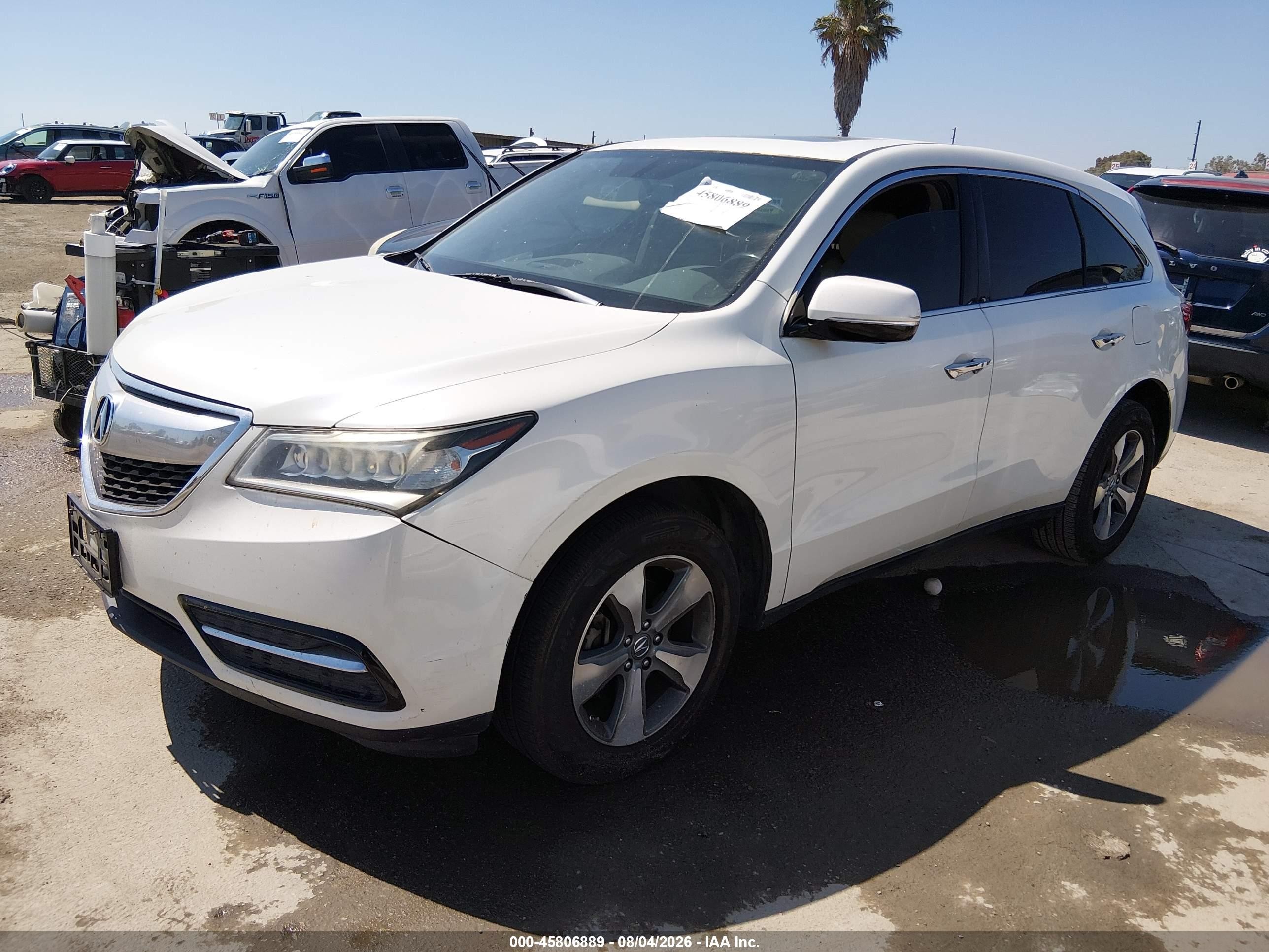 2015 Acura Mdx   White vin: 5FRYD3H26FB010037