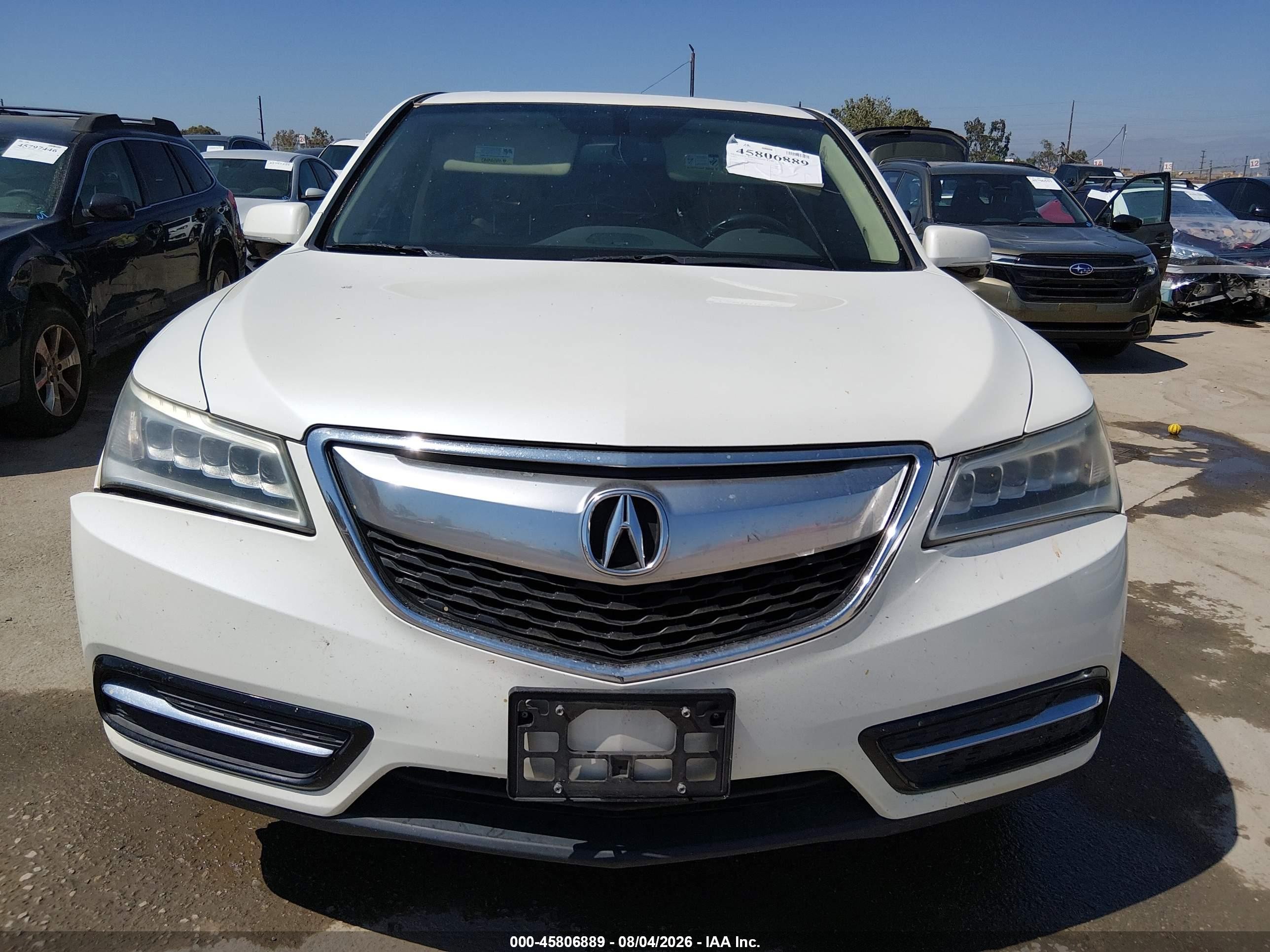 2015 Acura Mdx   White vin: 5FRYD3H26FB010037