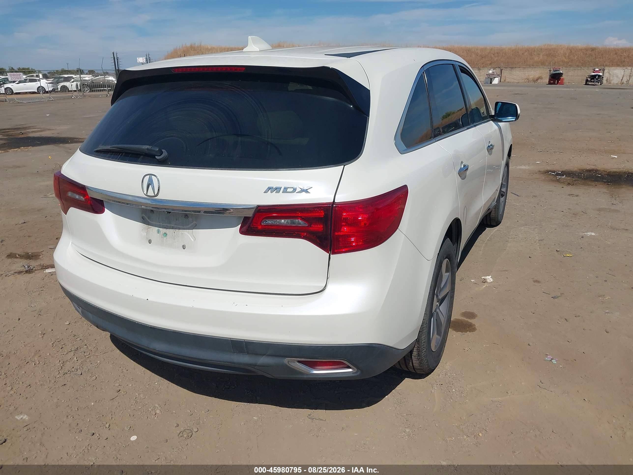 2014 Acura Mdx   White vin: 5FRYD3H27EB014404