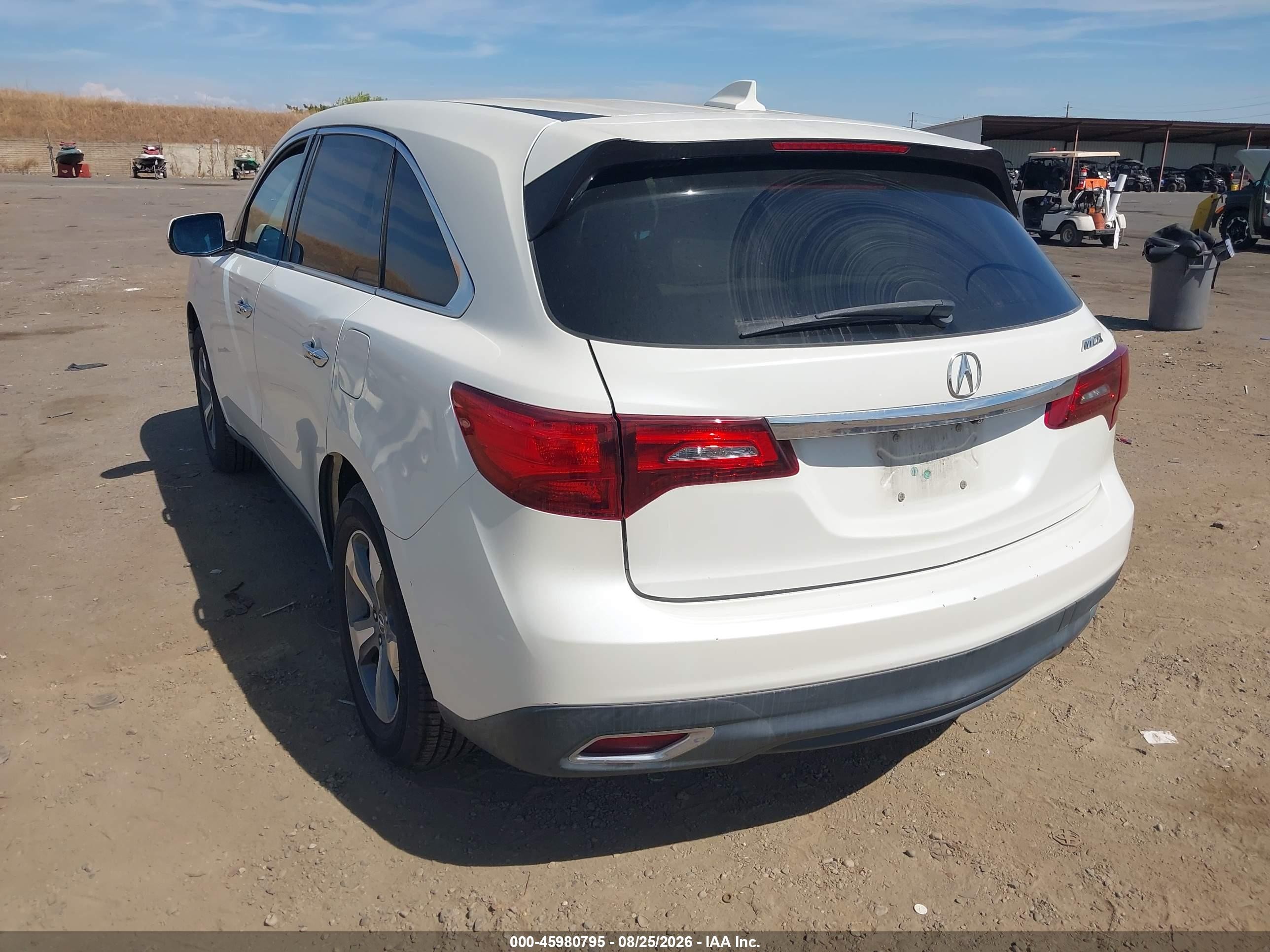2014 Acura Mdx   White vin: 5FRYD3H27EB014404