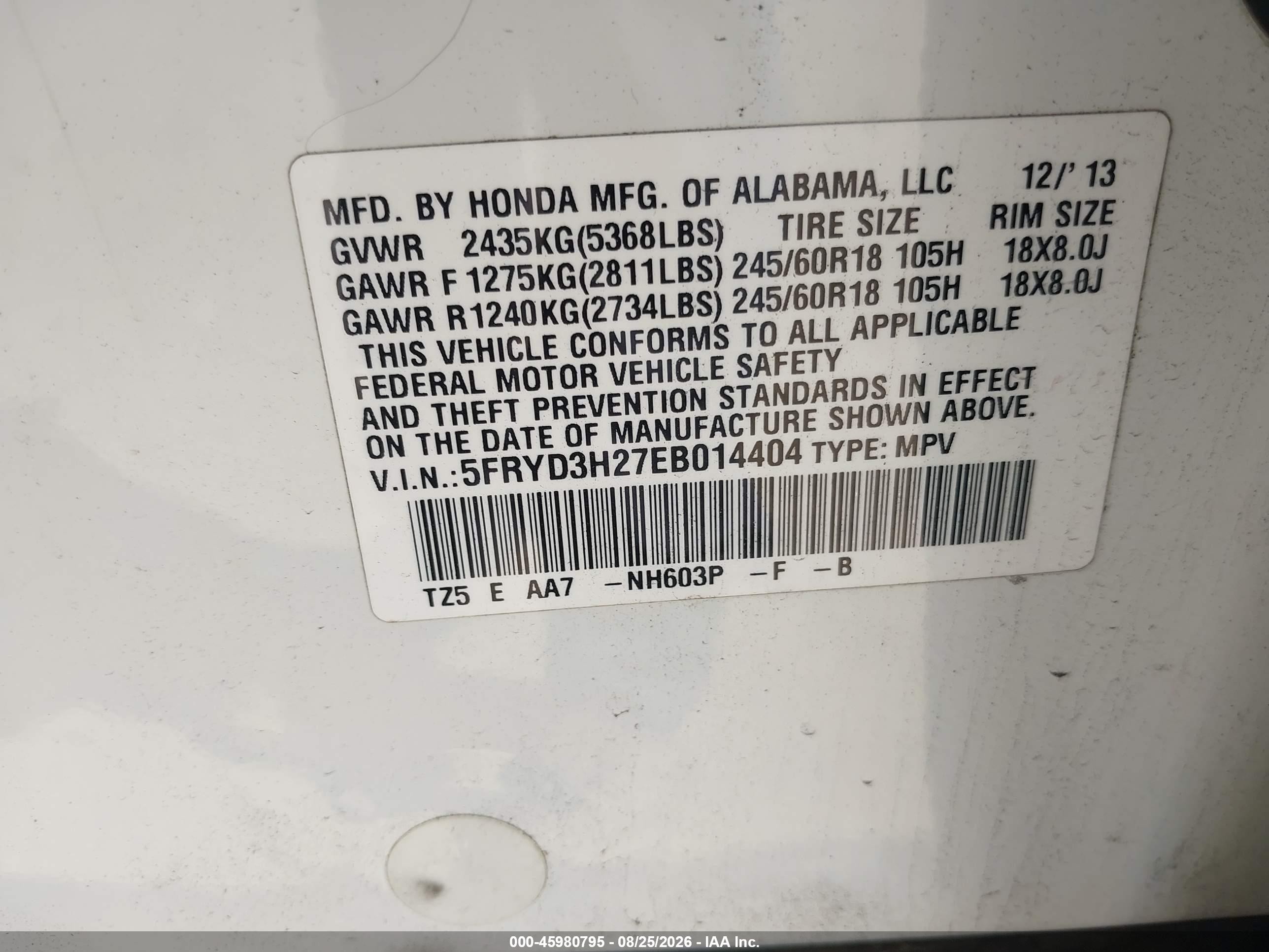 2014 Acura Mdx   White vin: 5FRYD3H27EB014404