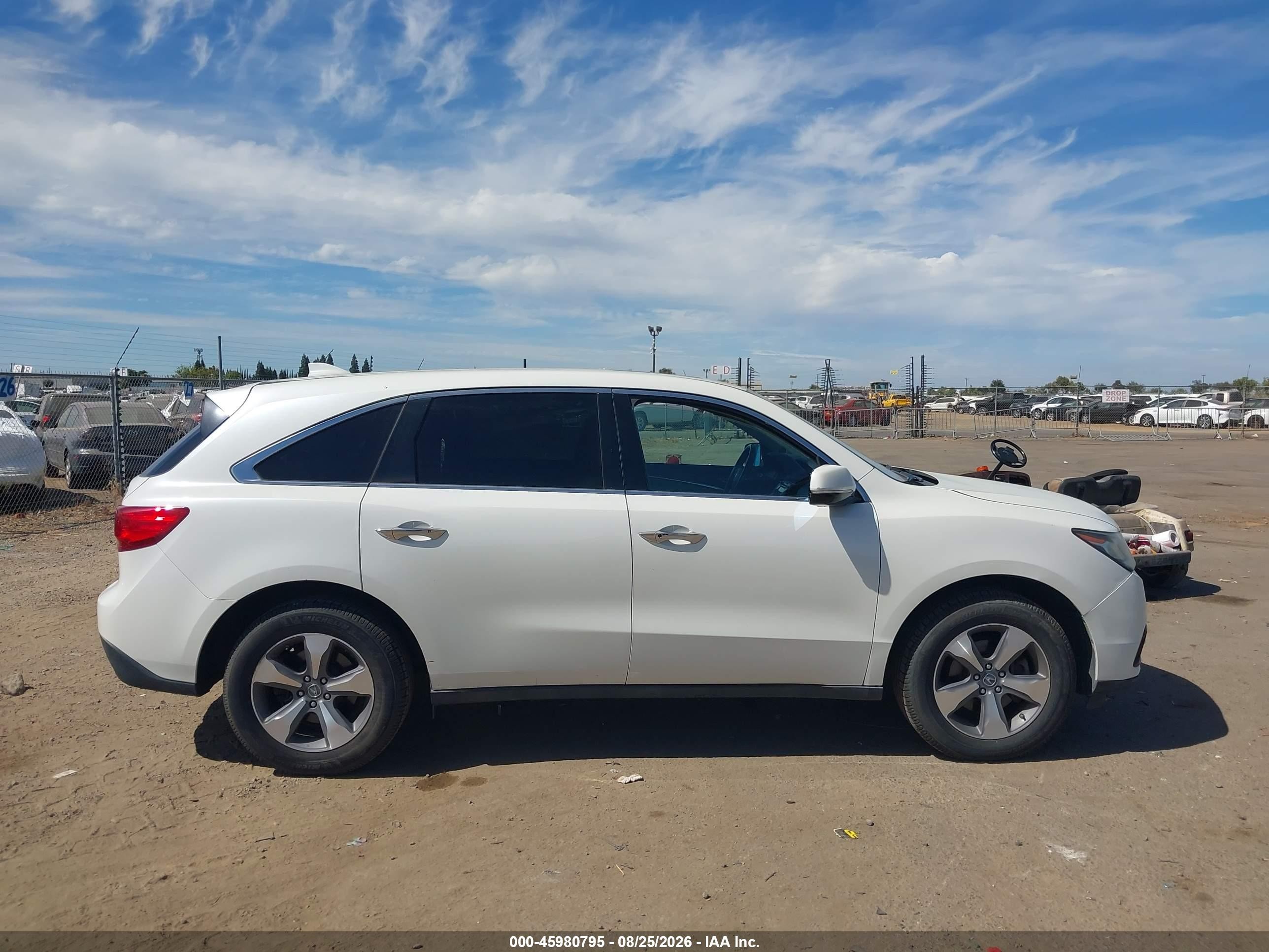 2014 Acura Mdx   White vin: 5FRYD3H27EB014404