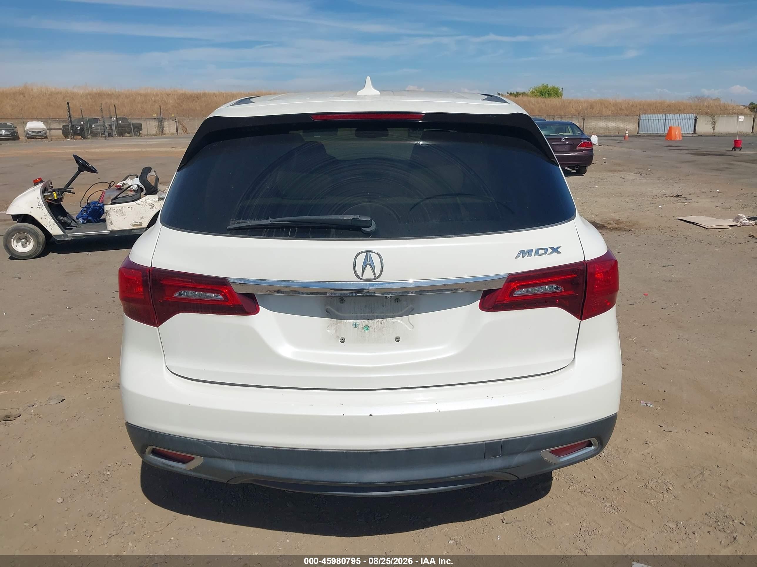 2014 Acura Mdx   White vin: 5FRYD3H27EB014404
