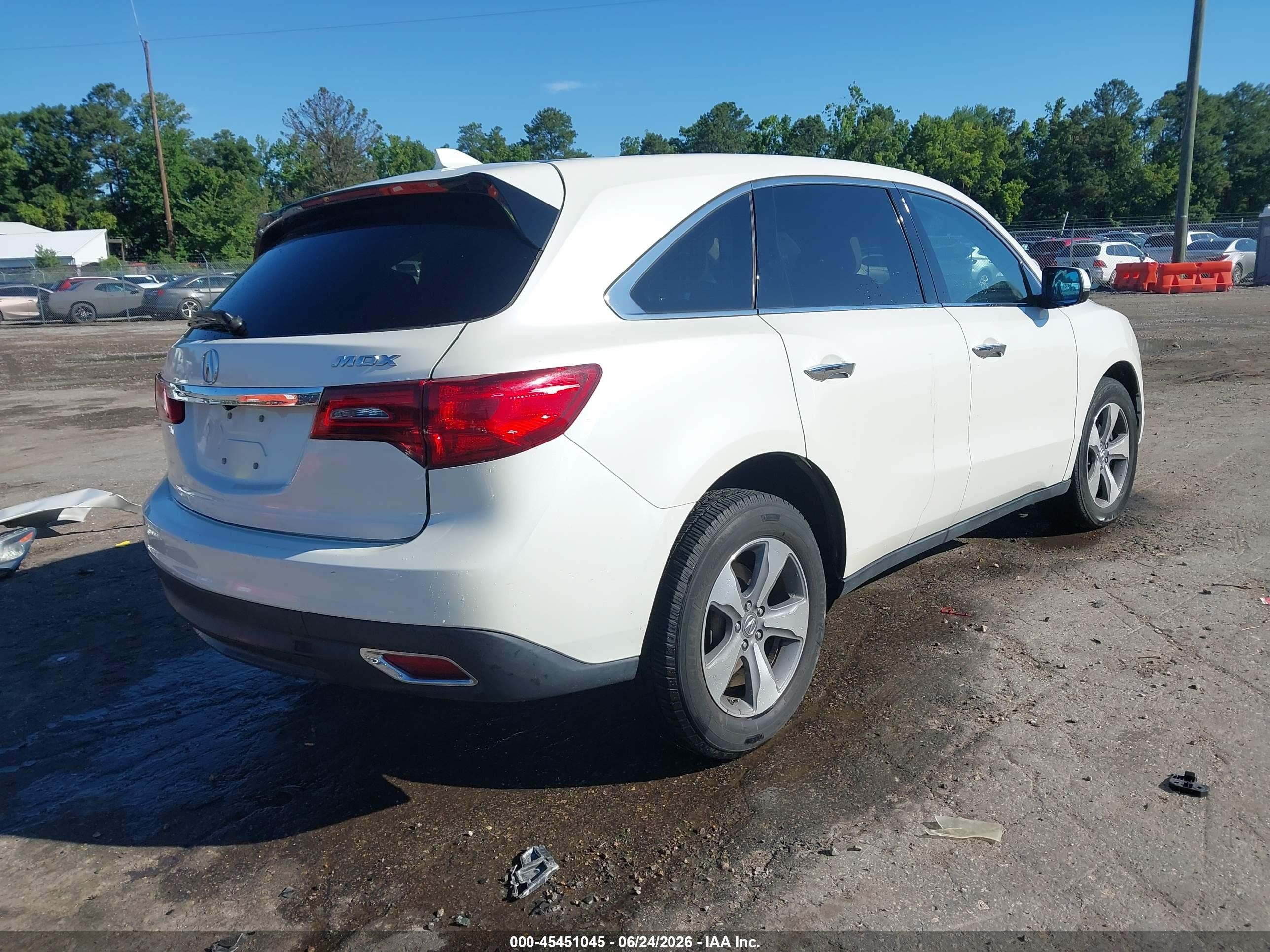 2014 Acura Mdx   White vin: 5FRYD3H28EB006778