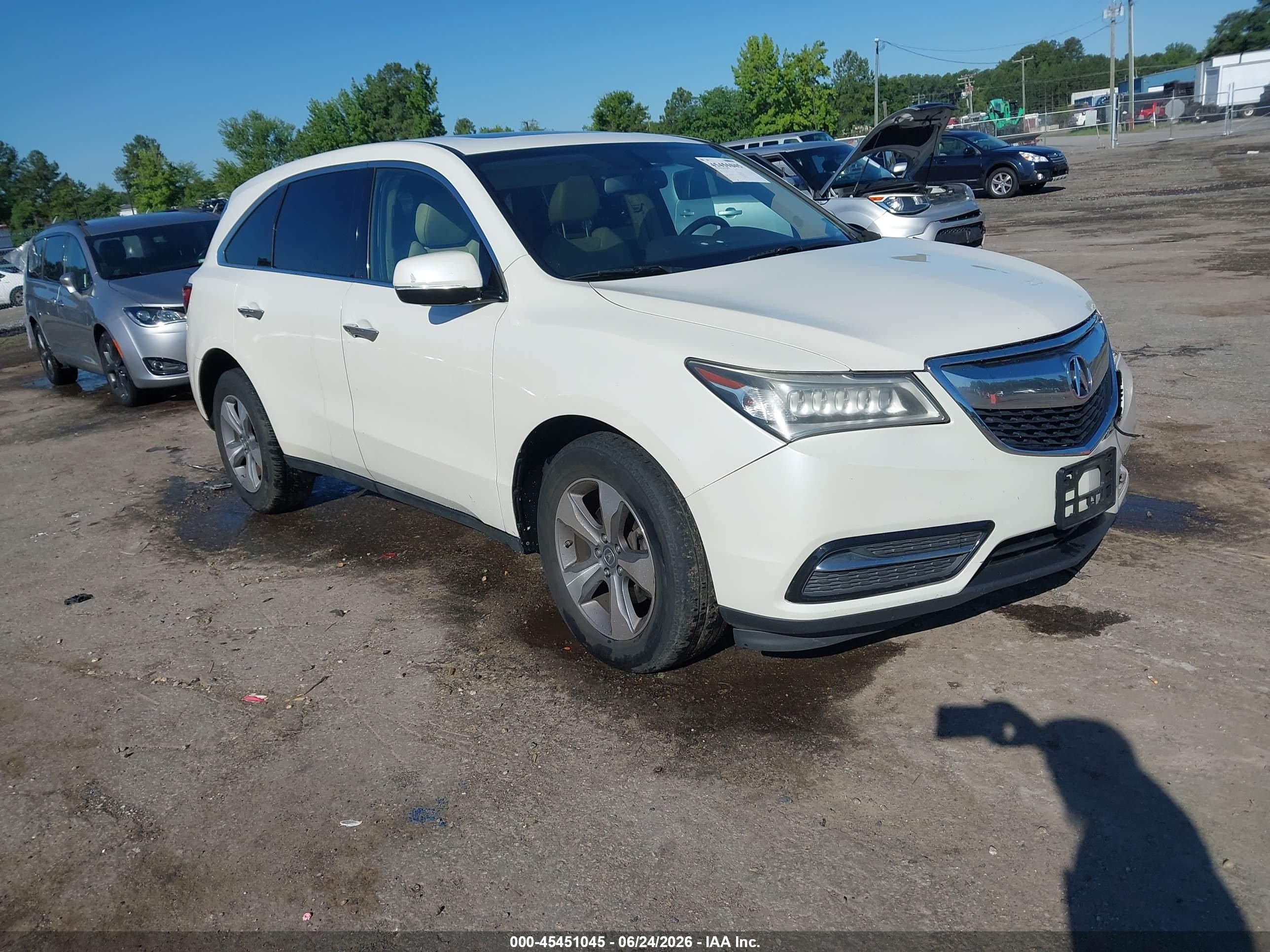 2014 Acura Mdx   White vin: 5FRYD3H28EB006778