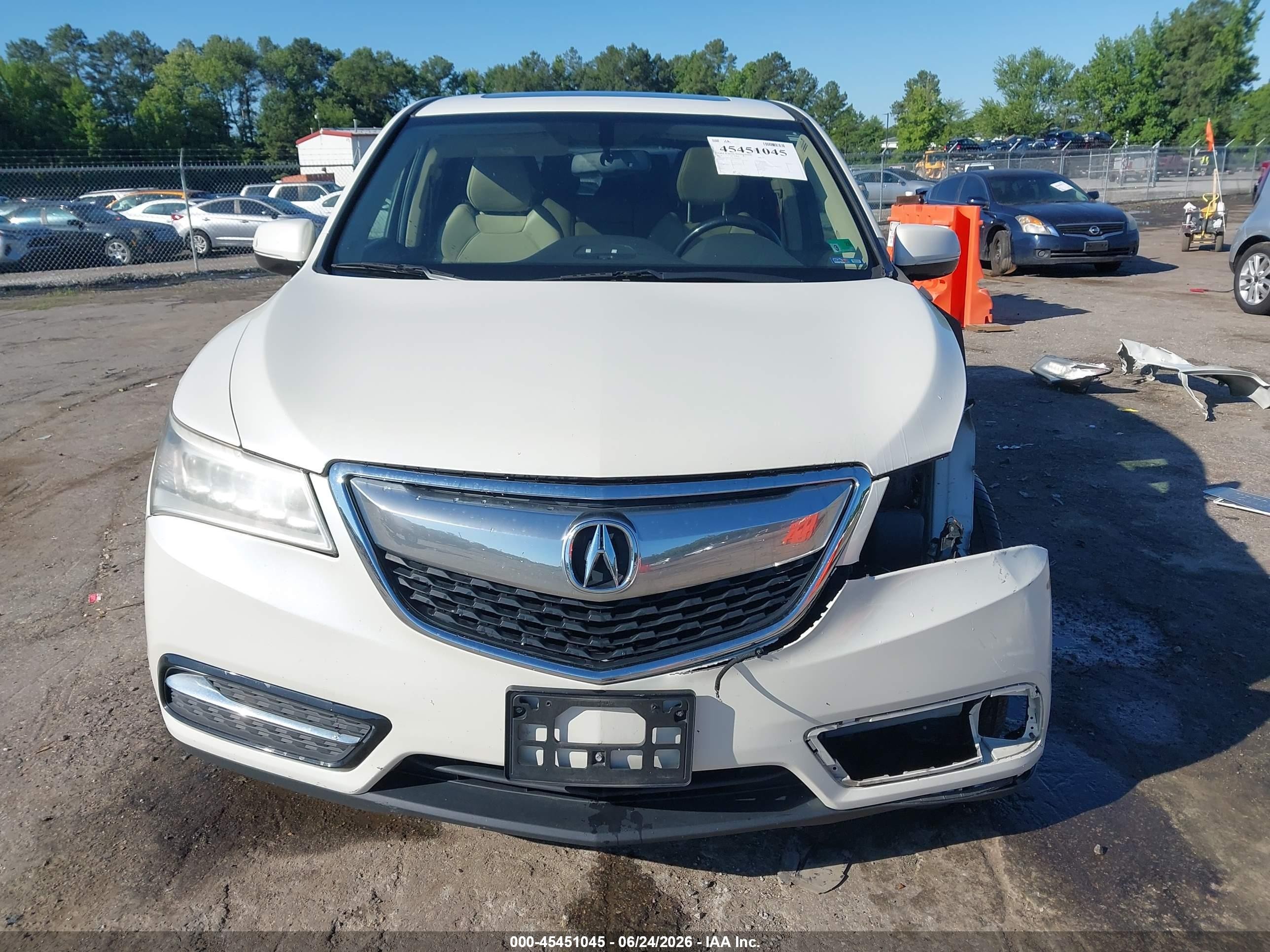 2014 Acura Mdx   White vin: 5FRYD3H28EB006778