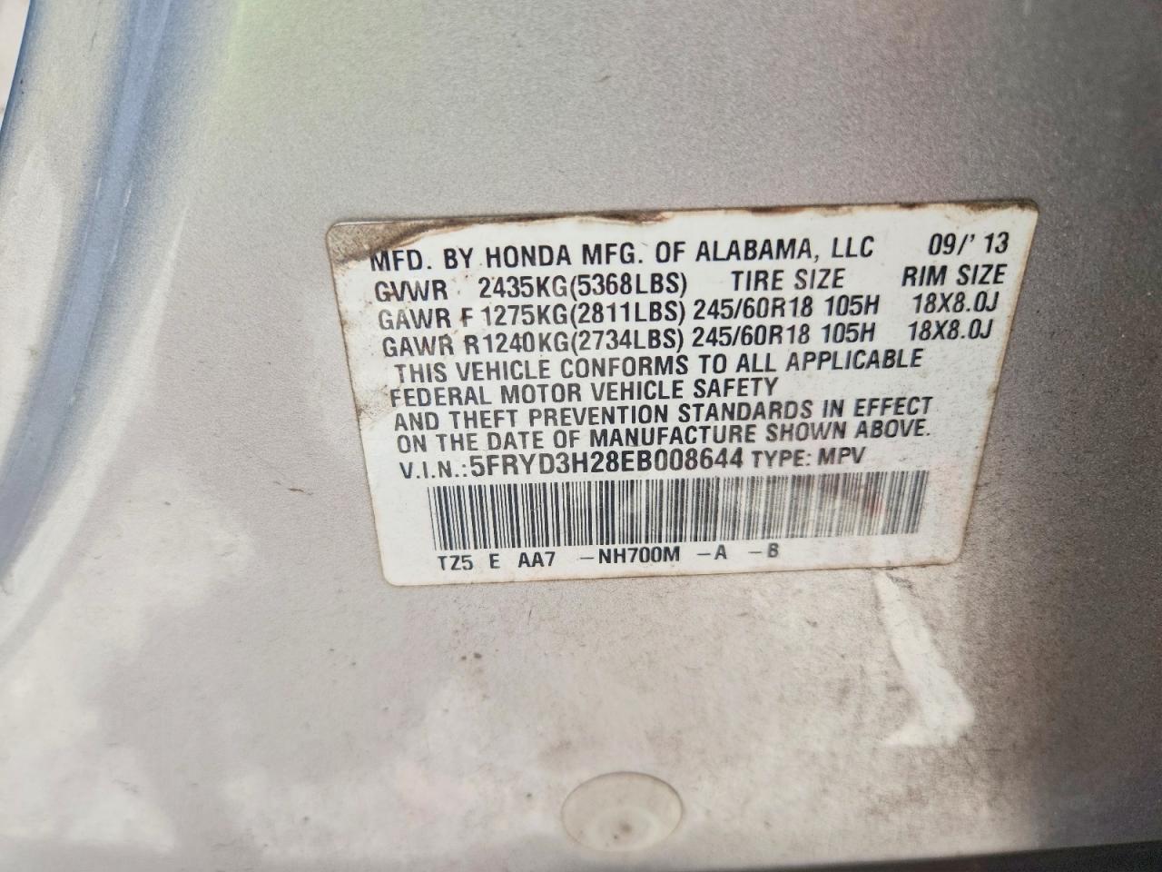 2014 Acura Mdx Silver vin: 5FRYD3H28EB008644