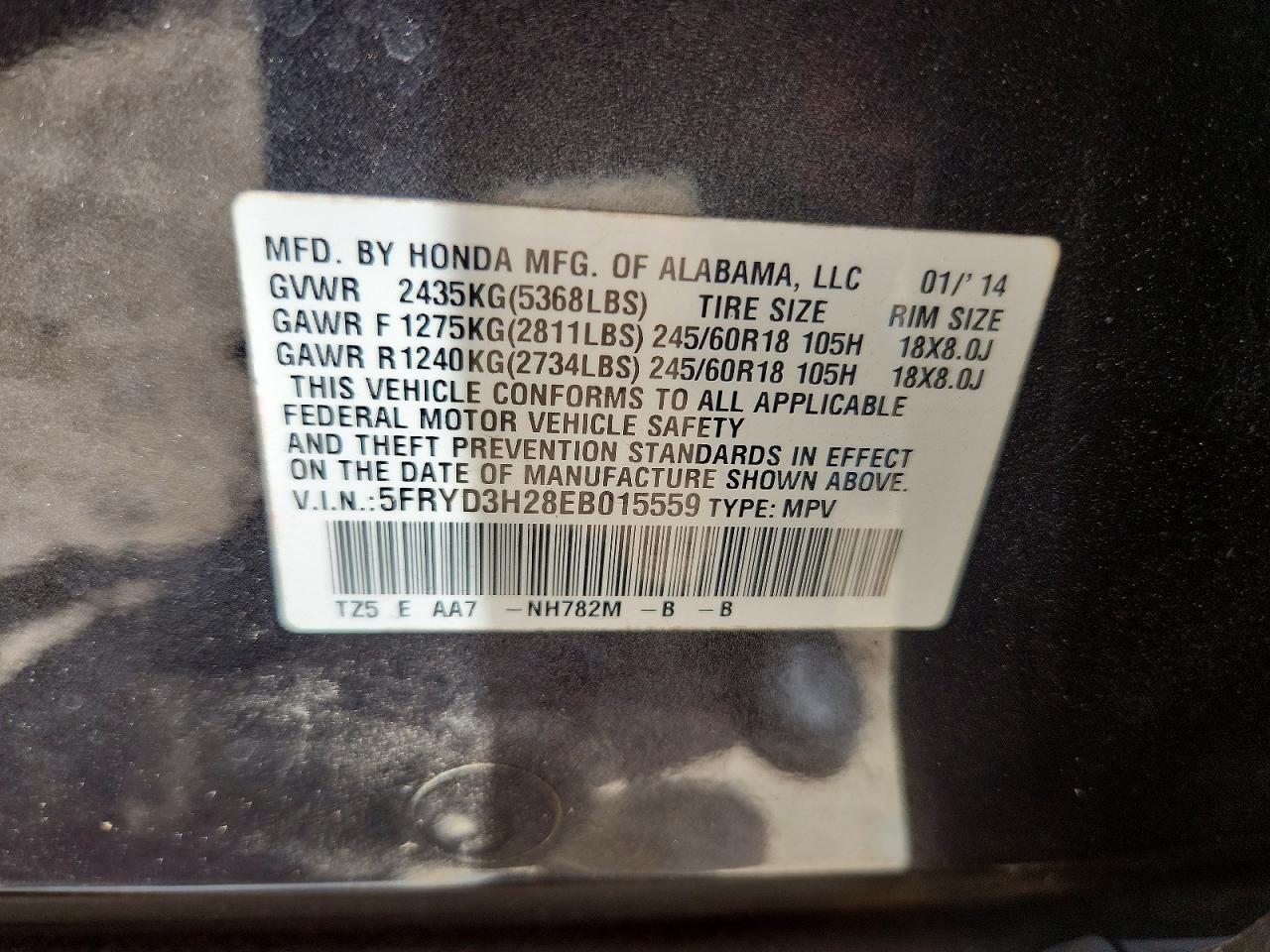 2014 Acura Mdx Charcoal vin: 5FRYD3H28EB015559